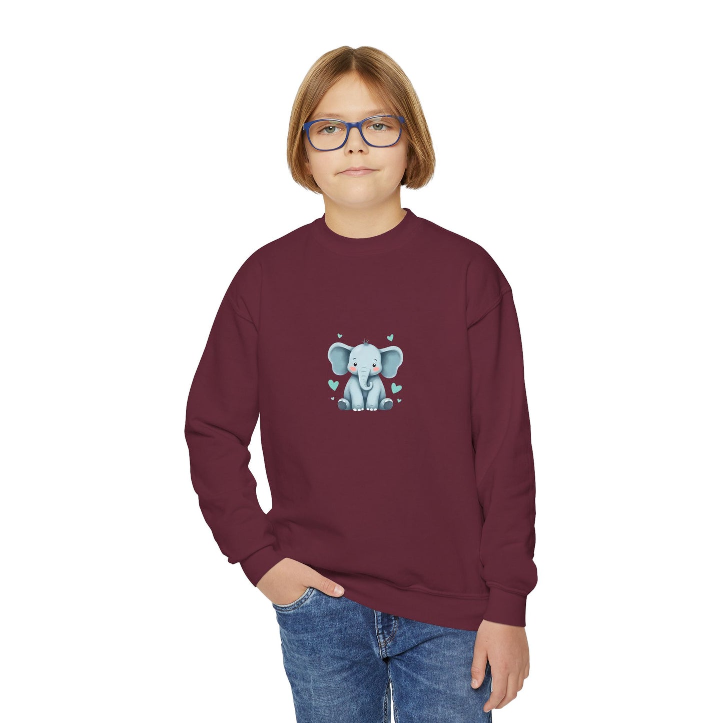 Adorable Elephant Youth Crewneck Sweatshirt