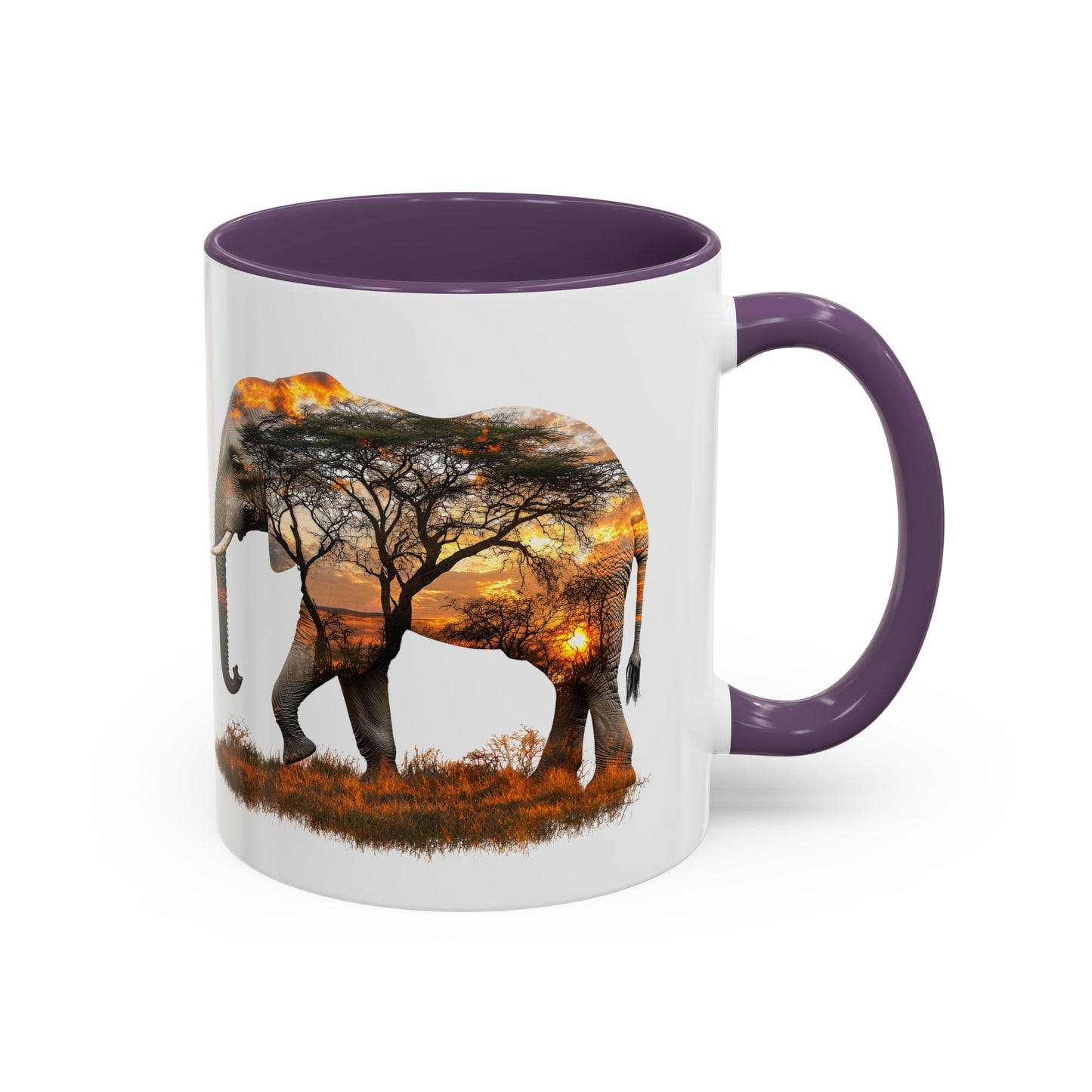 Elegant Elephant Accent Coffee Mug - Nature Lover Gift, Animal Lover Mug