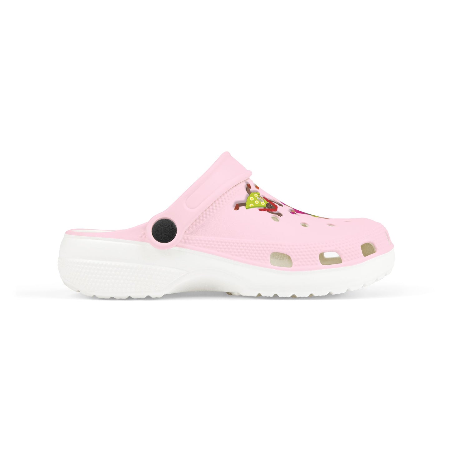 Kids Pink Foam Clogs with Cheerful Dancing Kids Print