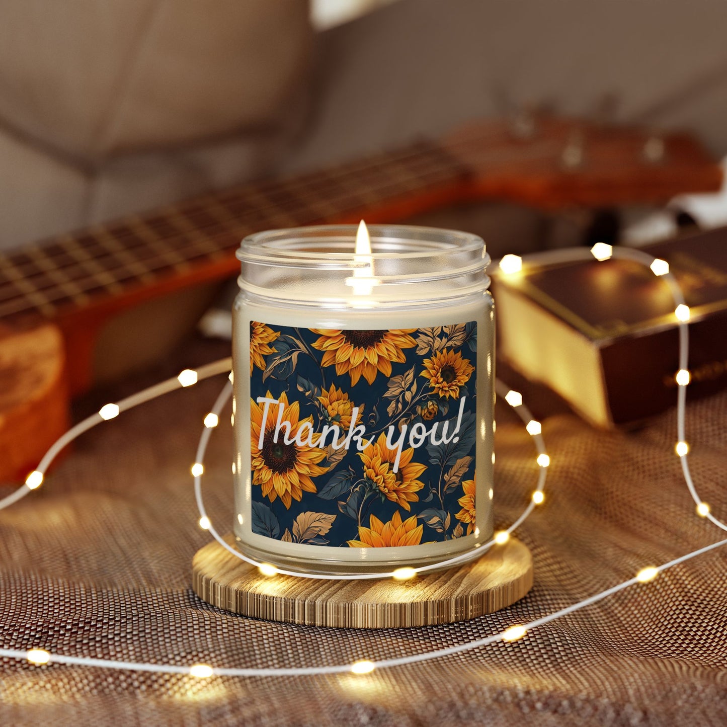 Thank You Sunflower Scented Candle — Coconut Apricot Wax (4oz/9oz)