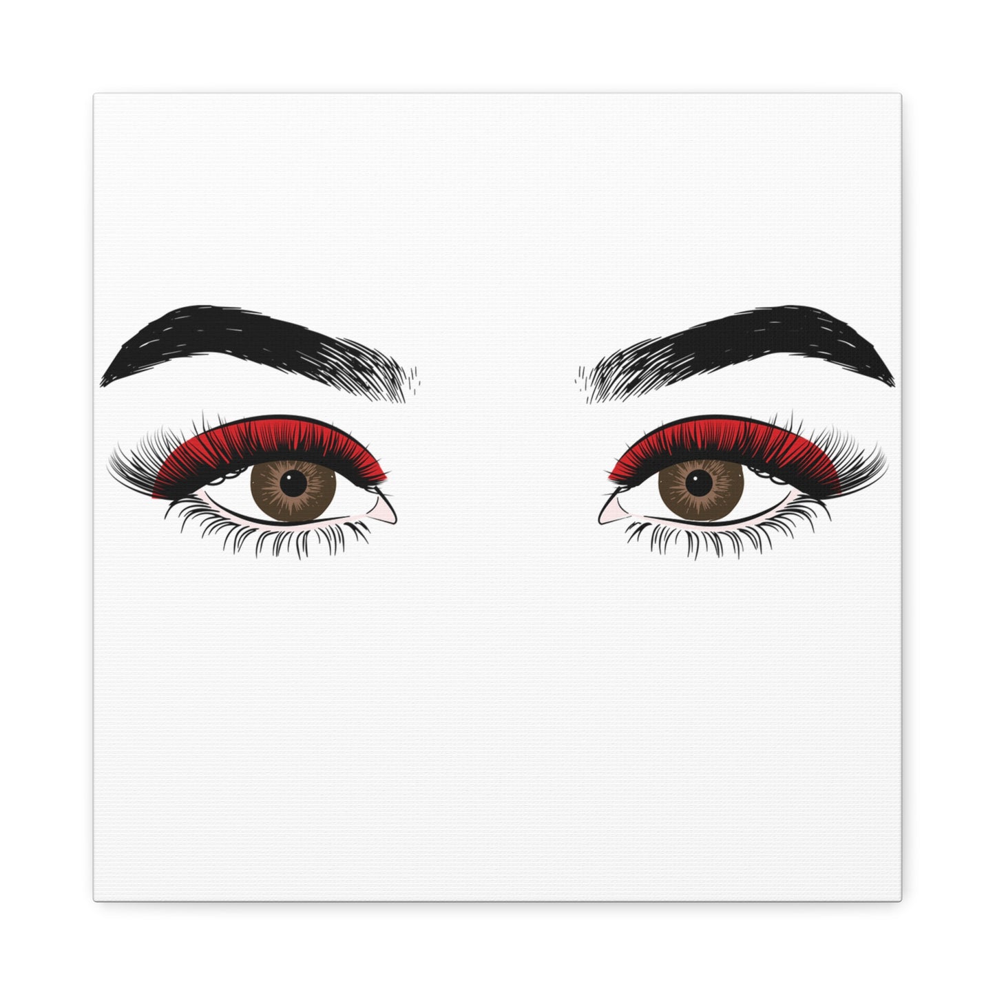 Red Lashes Wall Art Canvas — Glam Eyes Makeup Decor