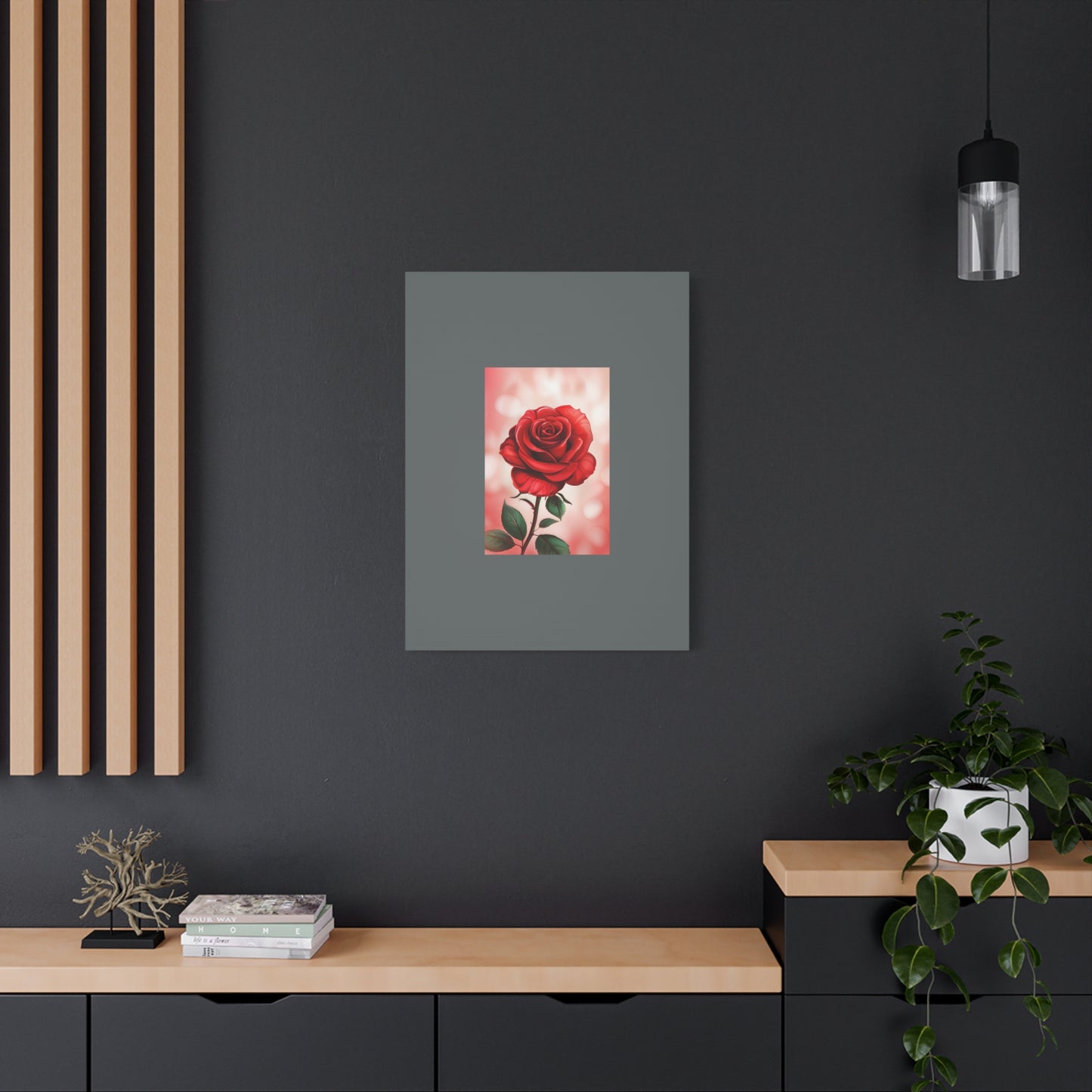 Red Rose Vertical Matte Canvas Print — Romantic Floral Wall Art