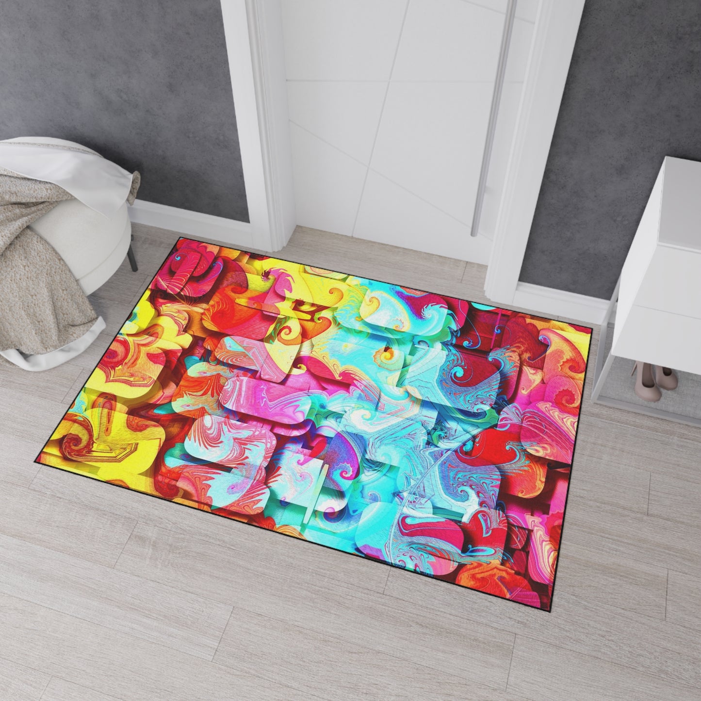 Abstract Color Splash Floor Mat — Heavy Duty Non‑Slip Door Rug