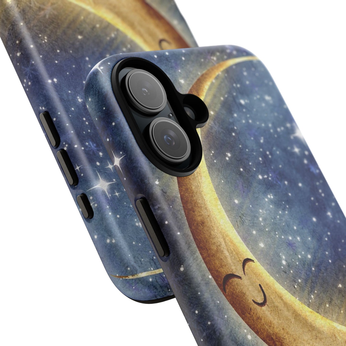 Moonlit Smile Phone Case — Starry Night Crescent Moon iPhone Cover