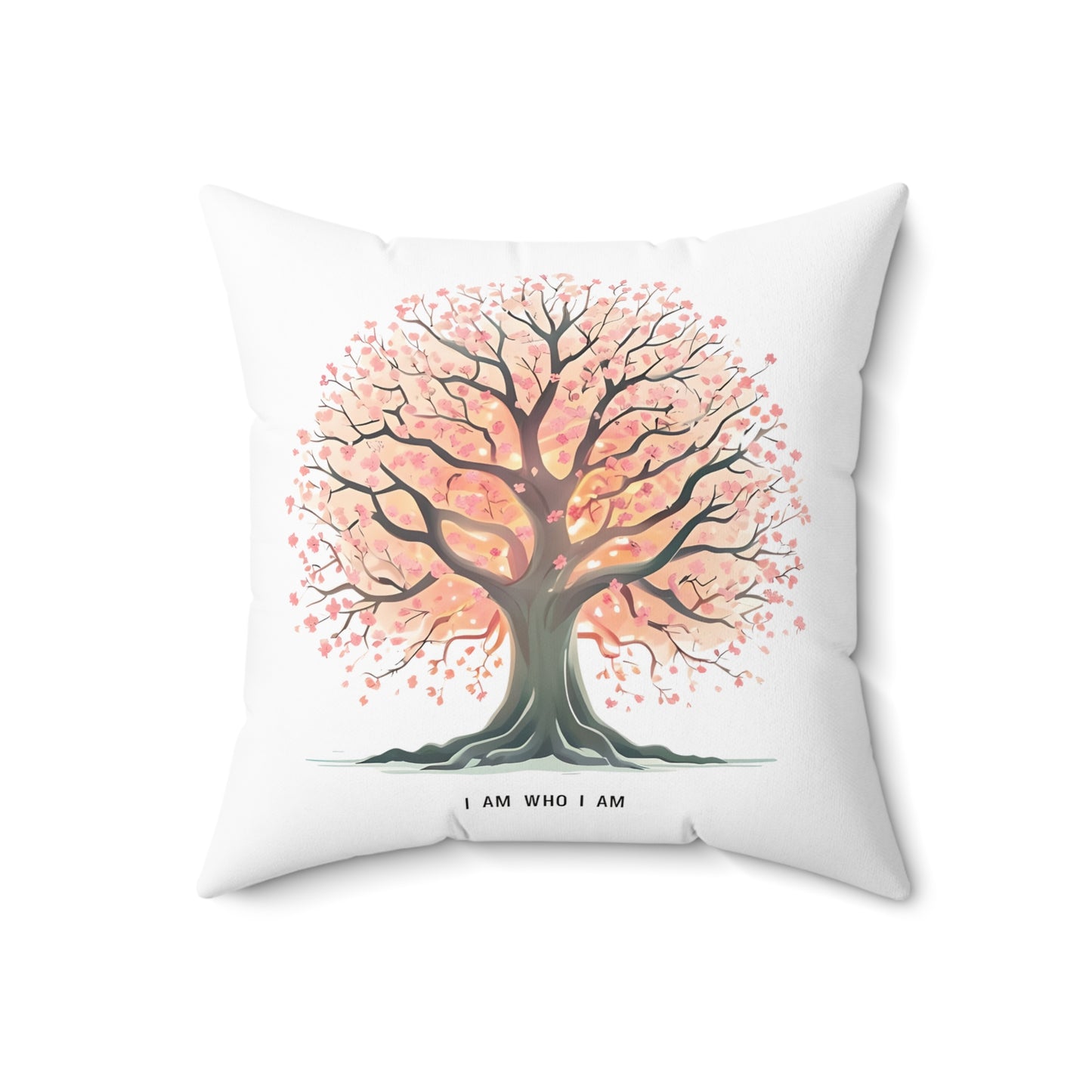 Tree of Life Throw Pillow — "I Am Who I Am" Inspirational Decorative Cushion