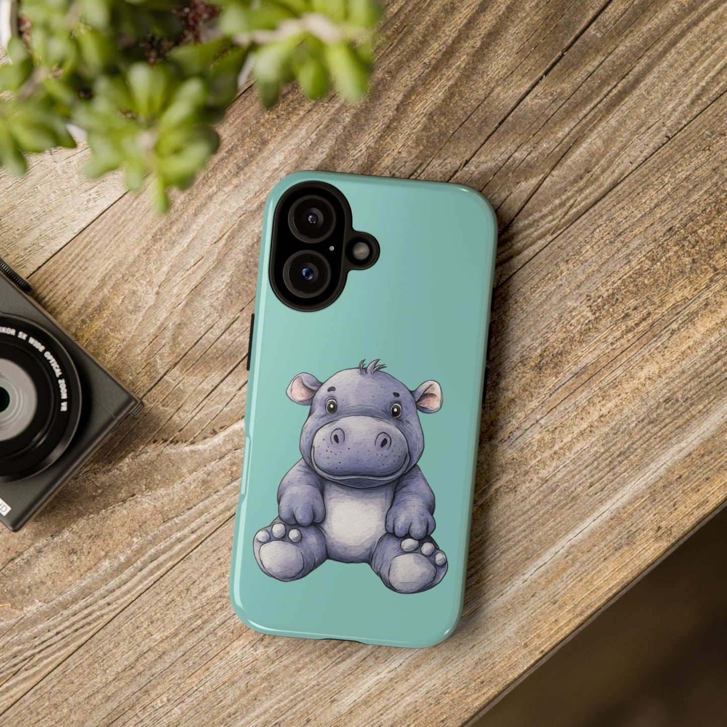 Cute Hippo Phone Case, Tough Phone Cover, Fun Animal Case, Gift for Kids, Cute Decor, Birthday Present