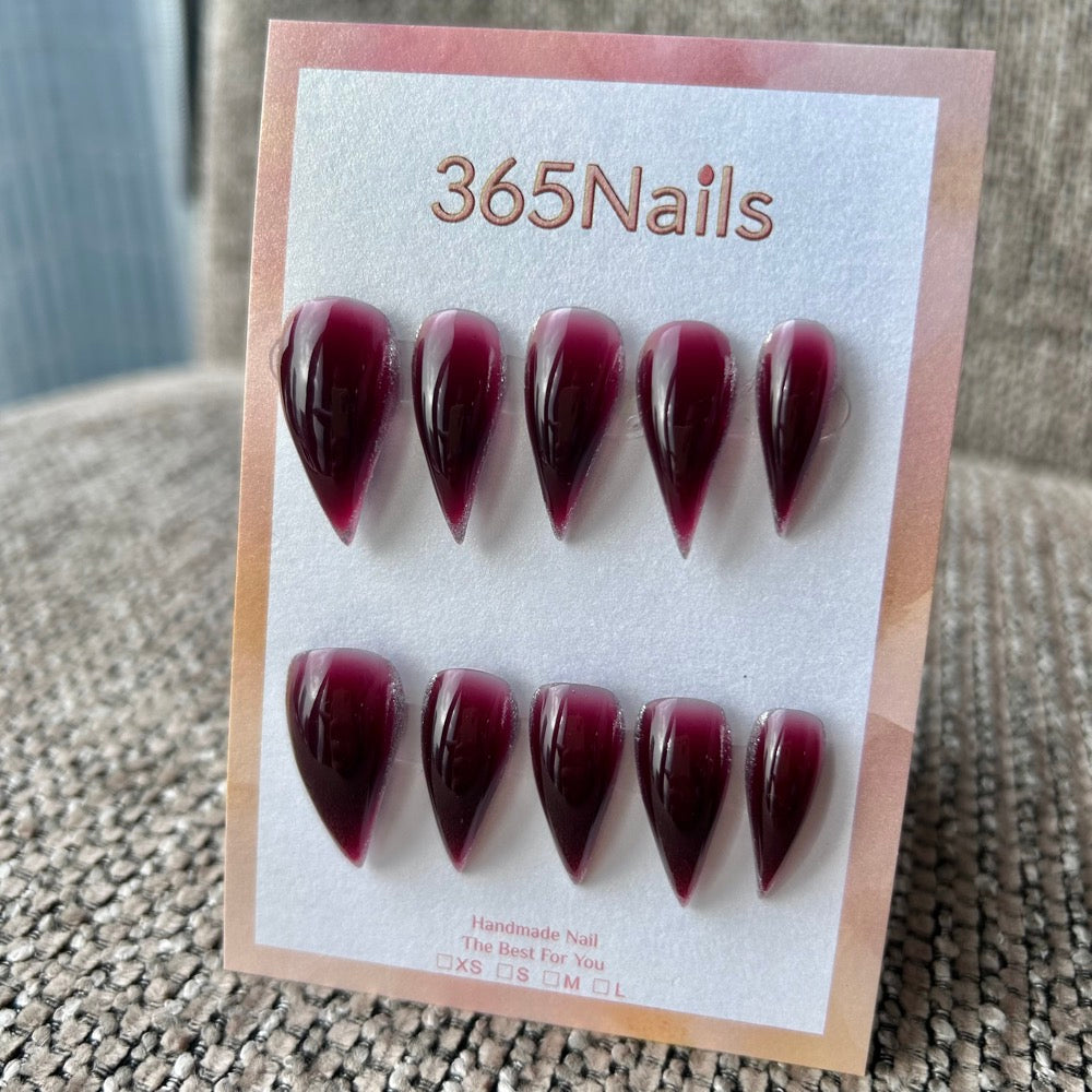Black Cherry Wine Dragon Claw Stiletto Press On Nails Sheer Deep Wine Red Jelly 365Nails Premium Handmade Dragon – Image 2
