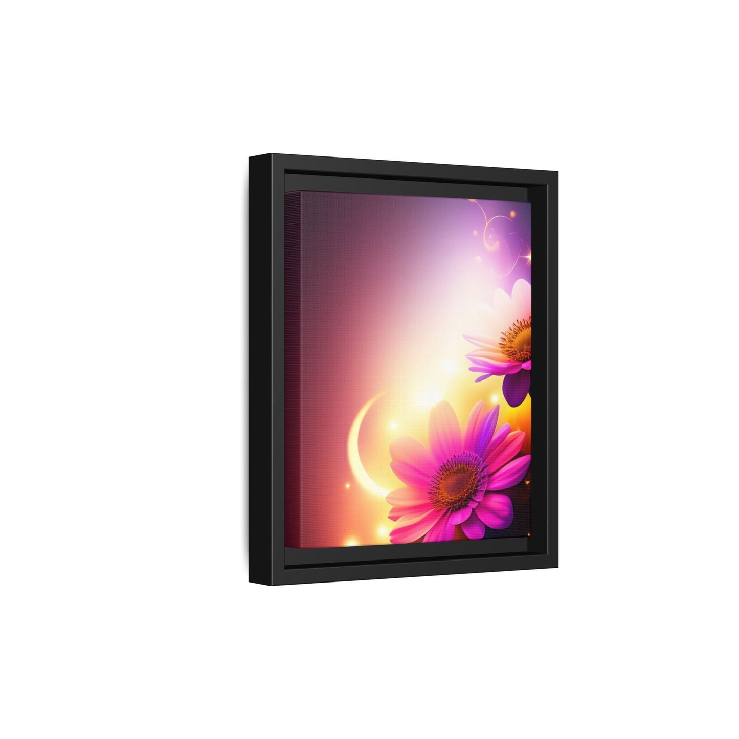 Framed Floral Canvas Art — Pink Daisies Sunset Wall Print