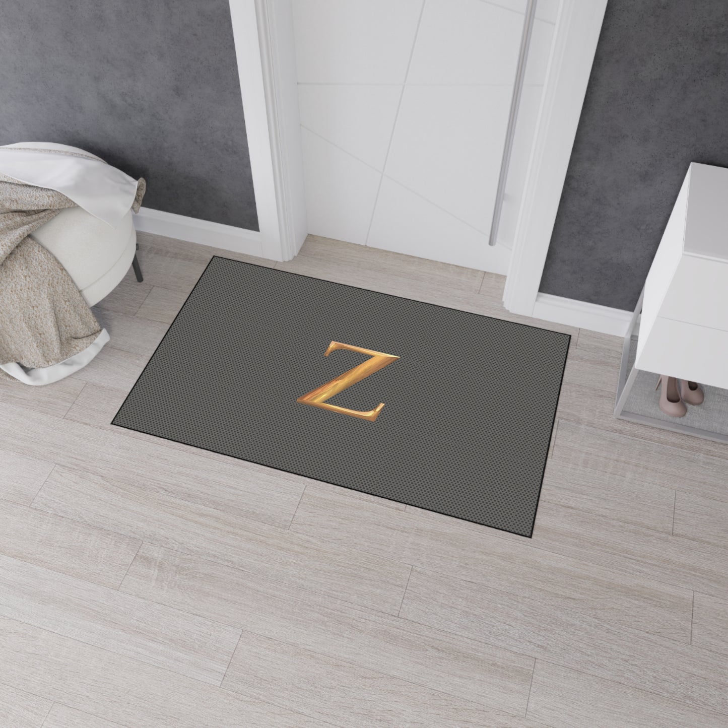 Gray and Gold Monogram Z Heavy-Duty Floor Mat