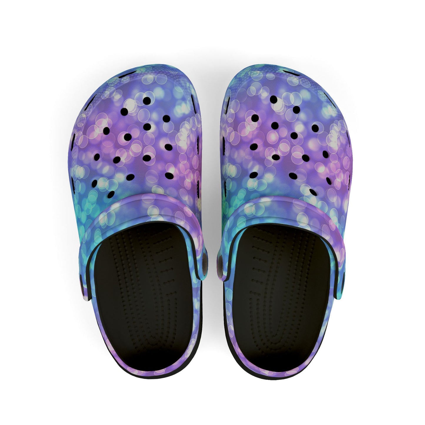 Kids Purple Blue Bokeh Foam Clogs — Comfort EVA Slip-Ons