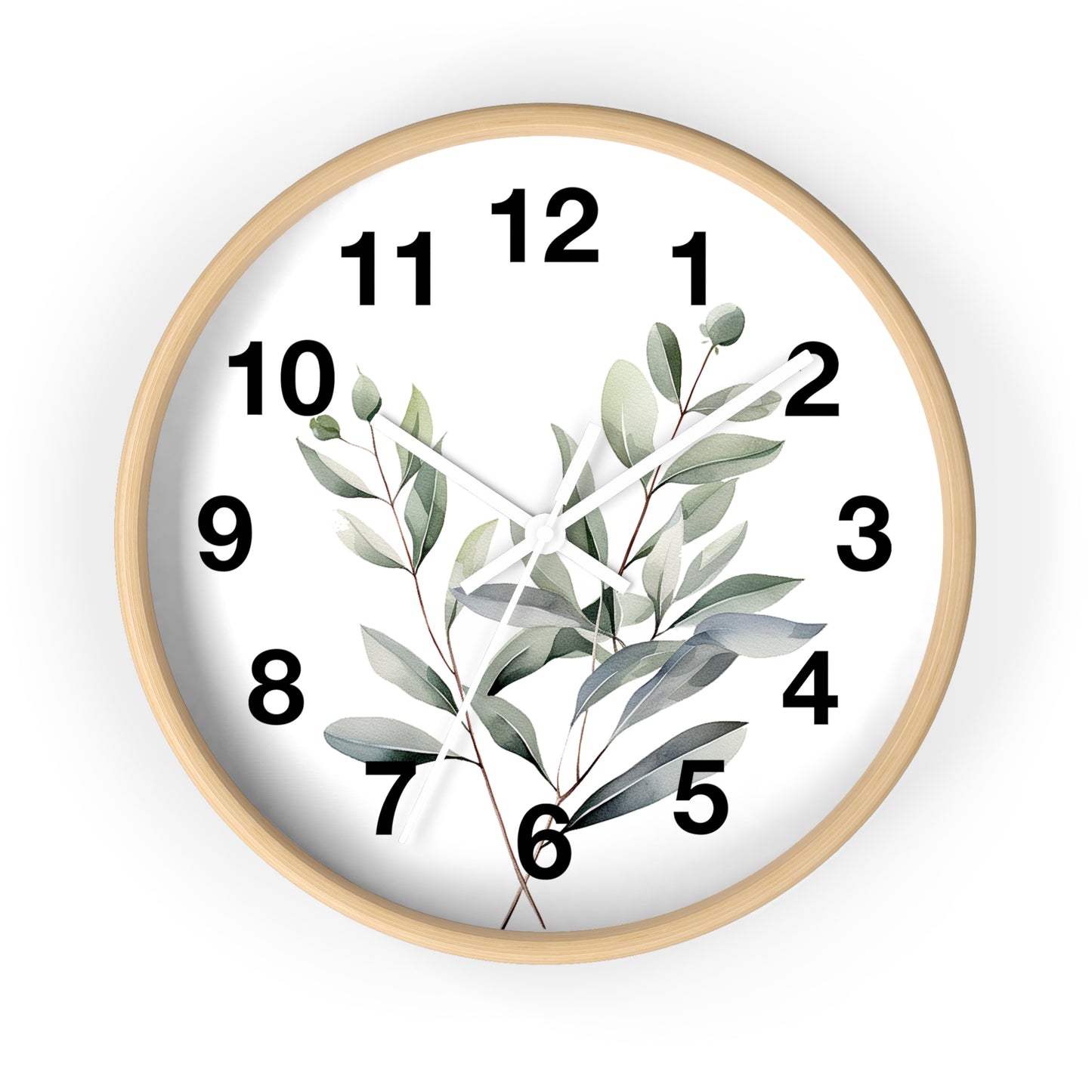 Botanical Wall Clock — Minimal Greenery Clock for Living Room & Bedroom