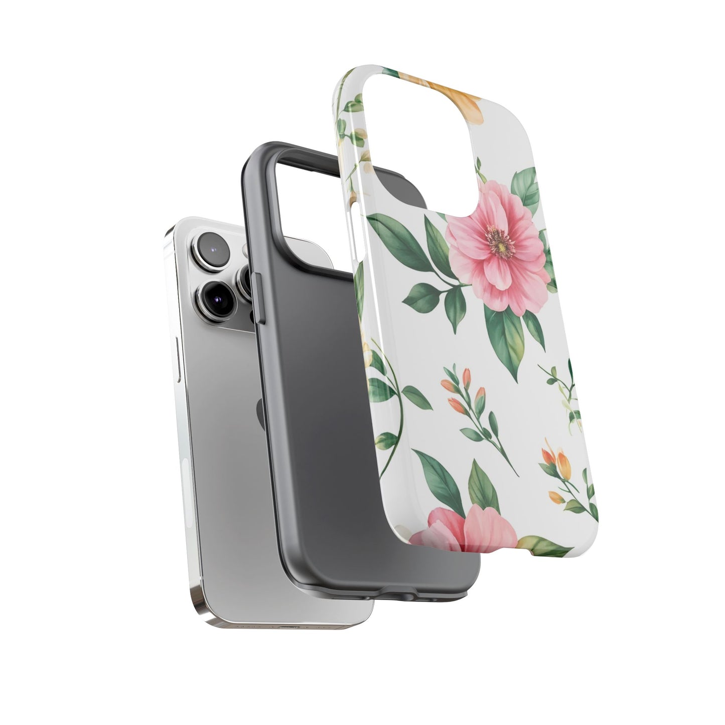 Floral Tough Phone Case — Pink Peony Protective Phone Cover