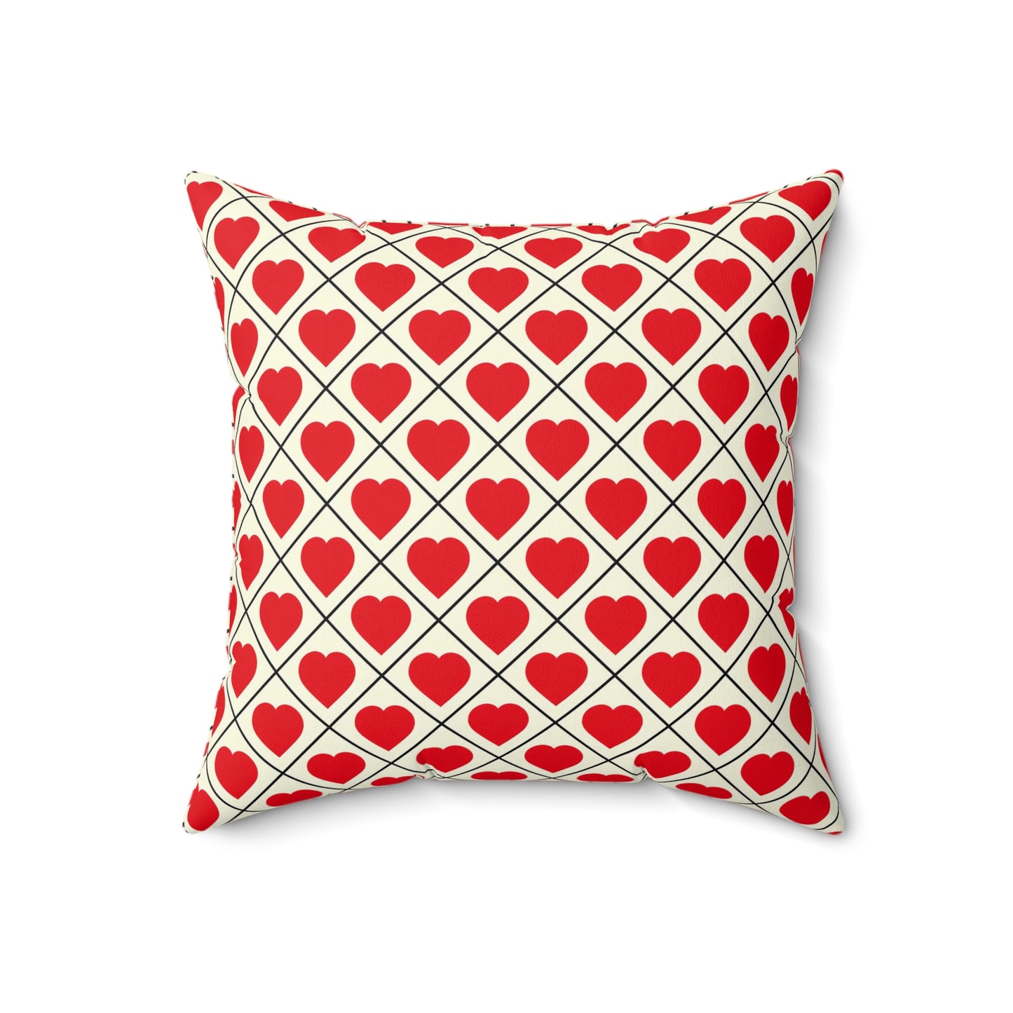Red Heart Pattern Pillow – Valentine’s Decorative Throw Pillow