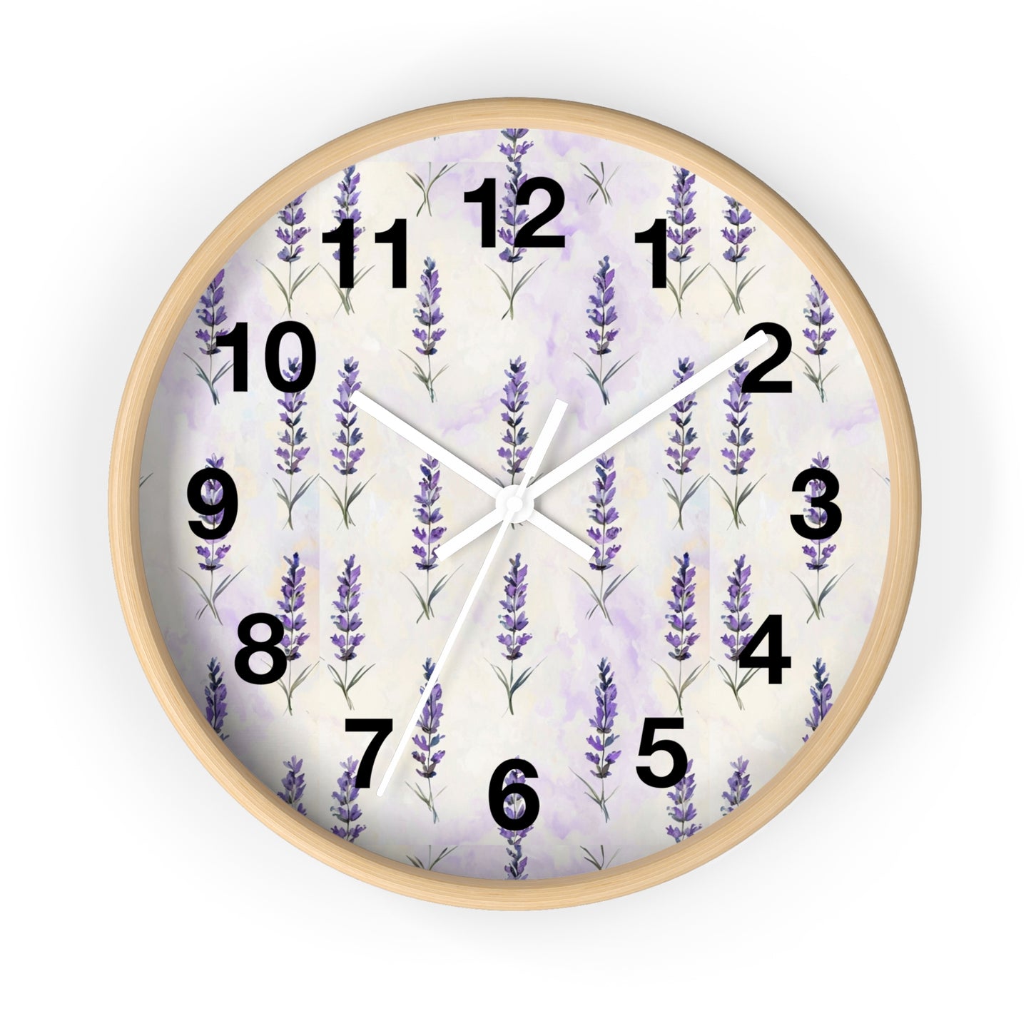 Lavender Sprig Wall Clock — Botanical Floral Clock for Kitchen, Bedroom & Living Room