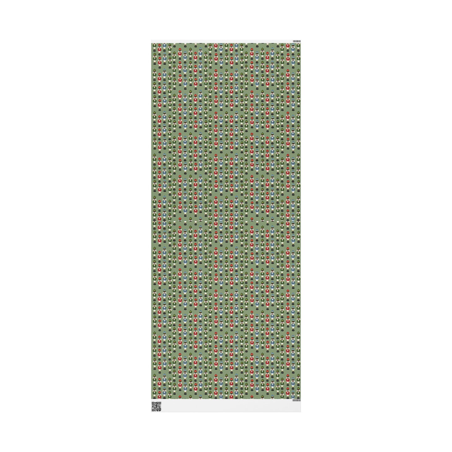 Nutcracker Pattern Wrapping Paper Roll — Festive Green Holiday Gift Wrap