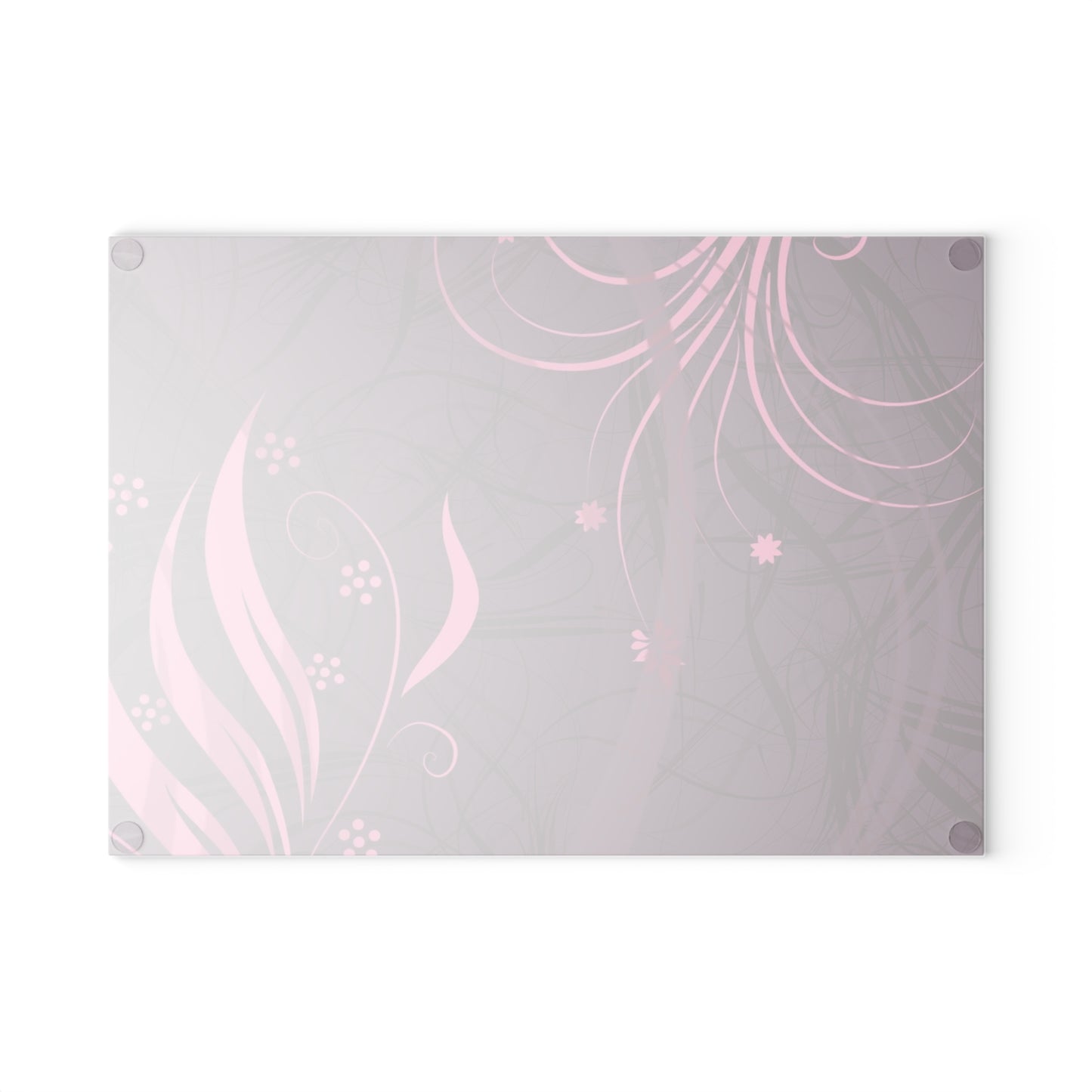 Glass Cutting Board — Pink Floral Swirl Design