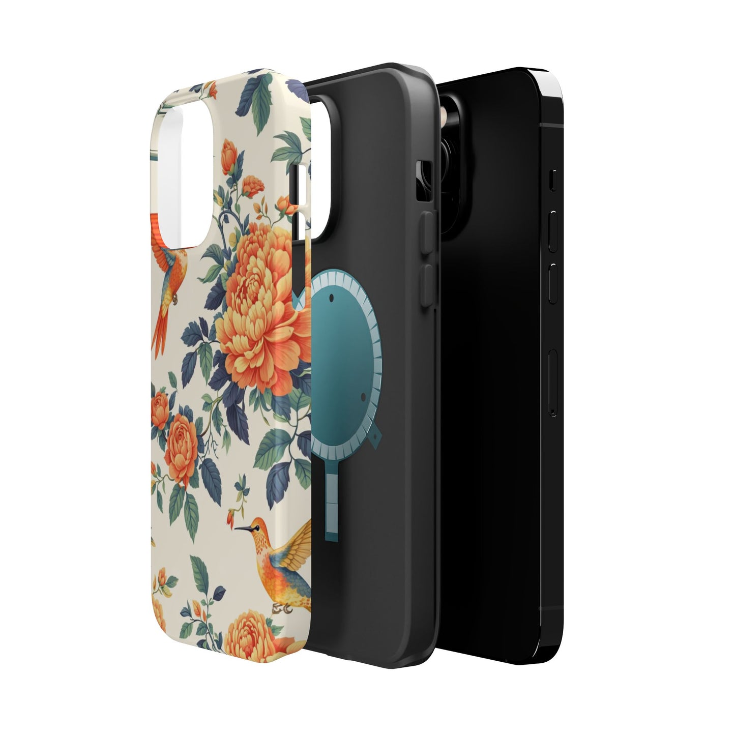 Floral Hummingbird Magnetic Phone Case — Impact-Resistant Protective Cover