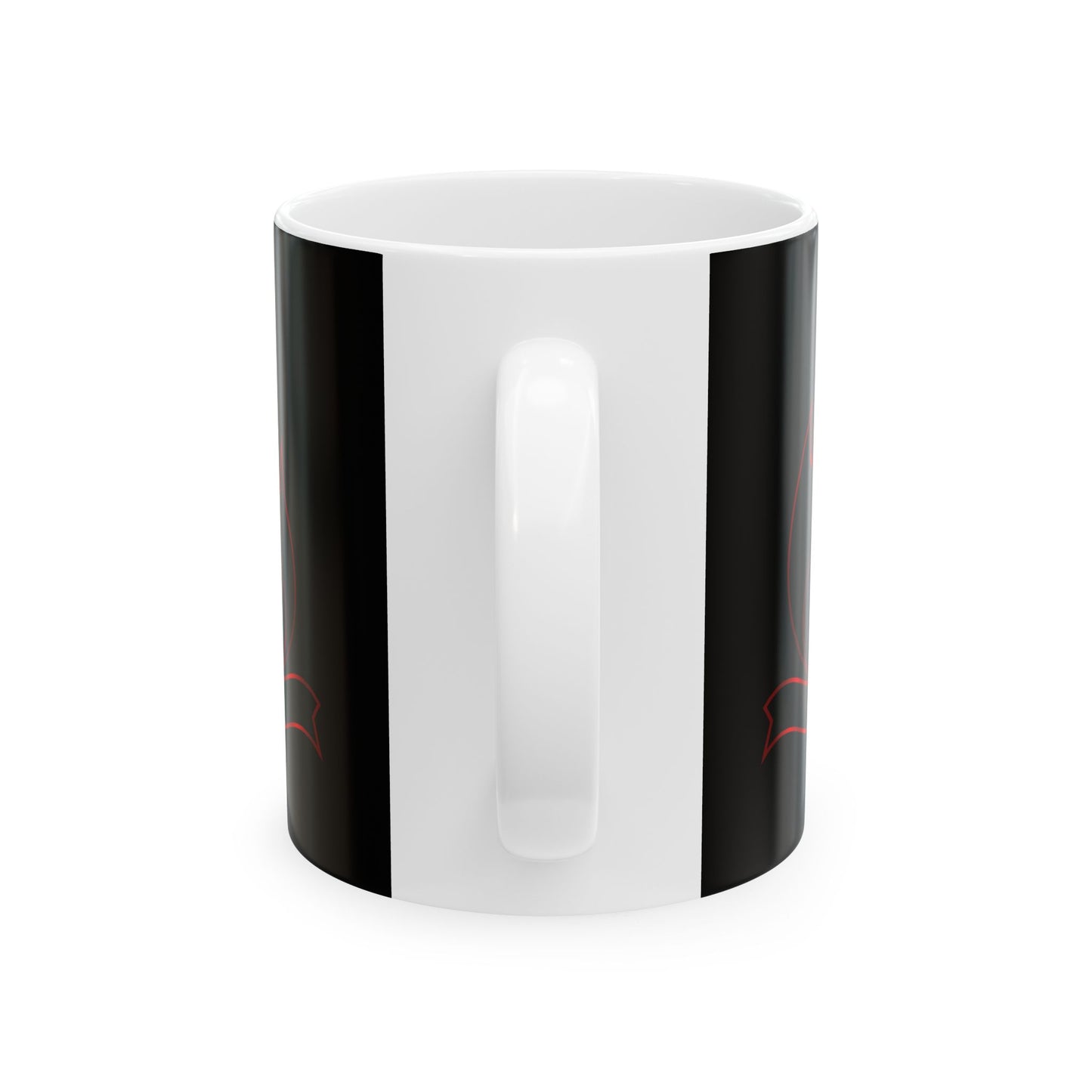 Black Cat Outline Ceramic Mug – Minimal Red Cat Design, 11oz & 15oz