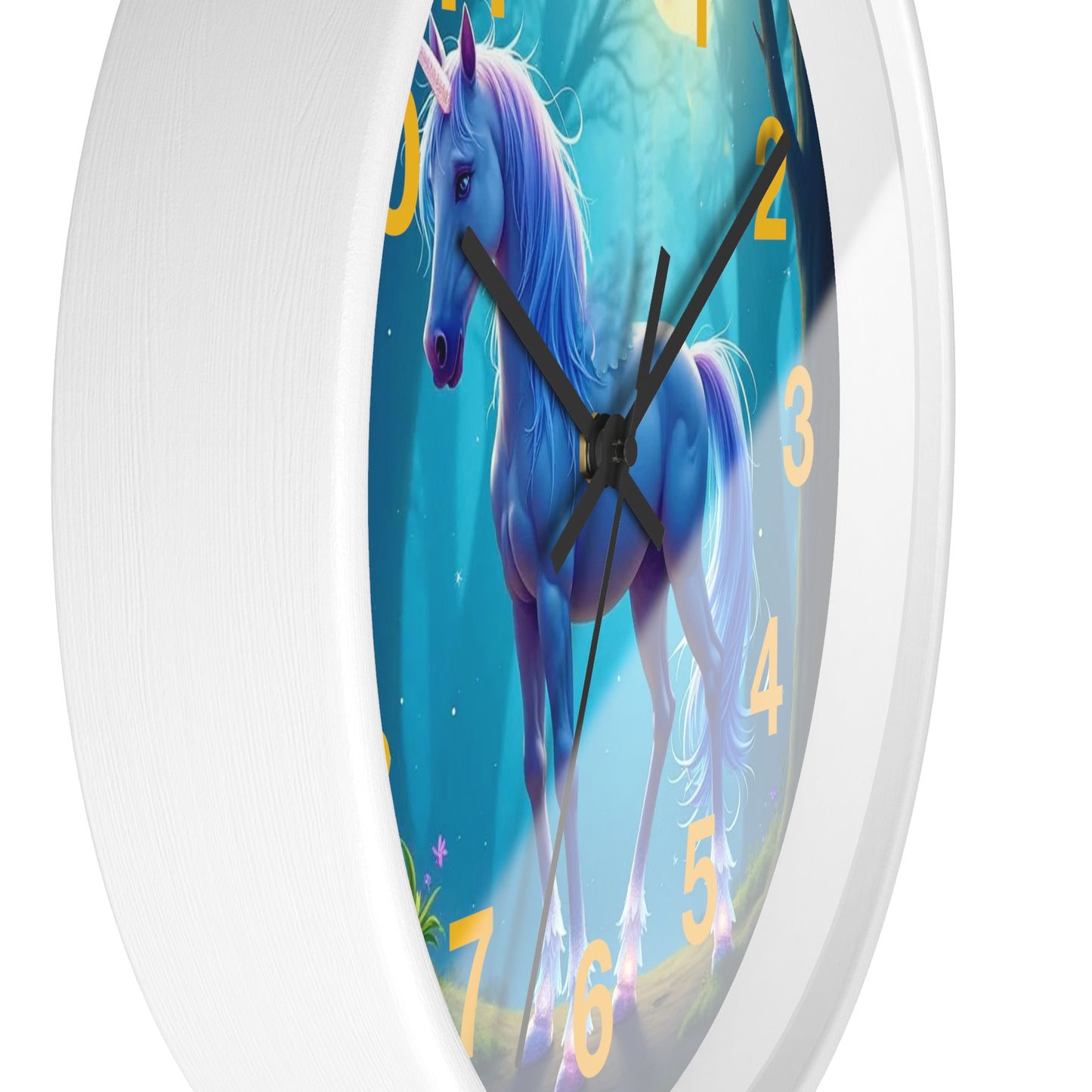 Blue Unicorn Fantasy Wall Clock | Magical Forest Timepiece