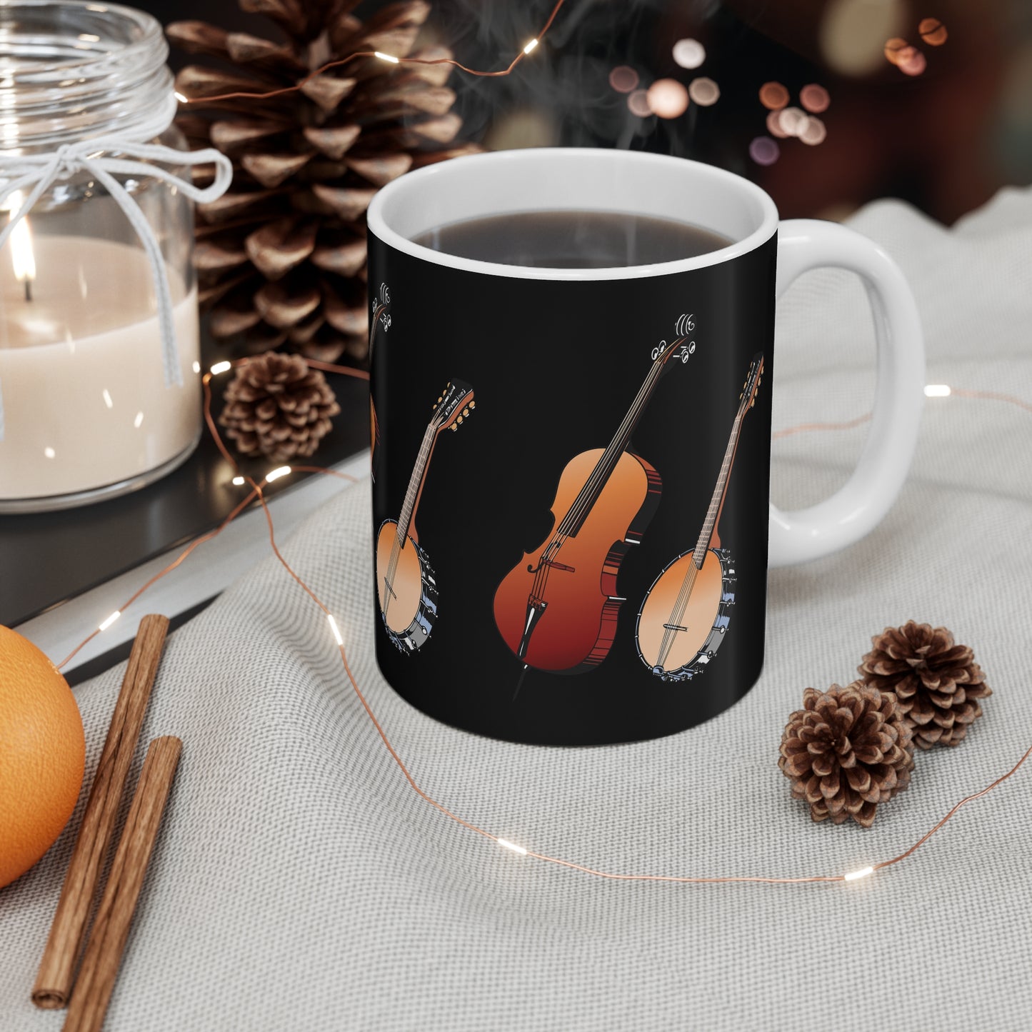 Musical Instrument Mug, Perfect Gift for Musicians, Coffee Lover's Companion, Unique Banjo Design, Music Themed Drinkware