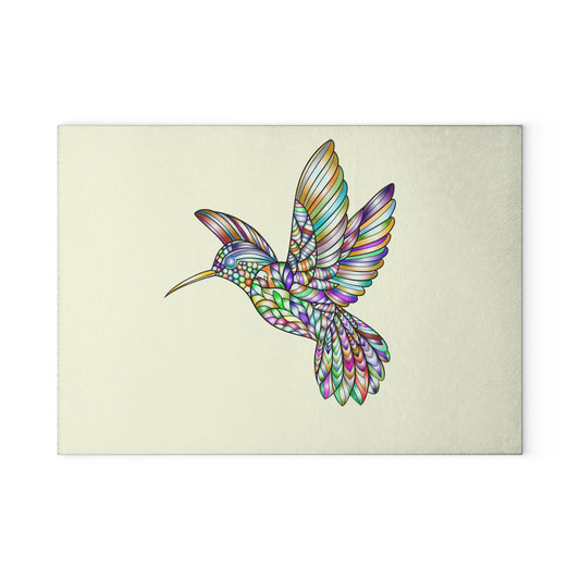 Colorful Hummingbird Glass Cutting Board
