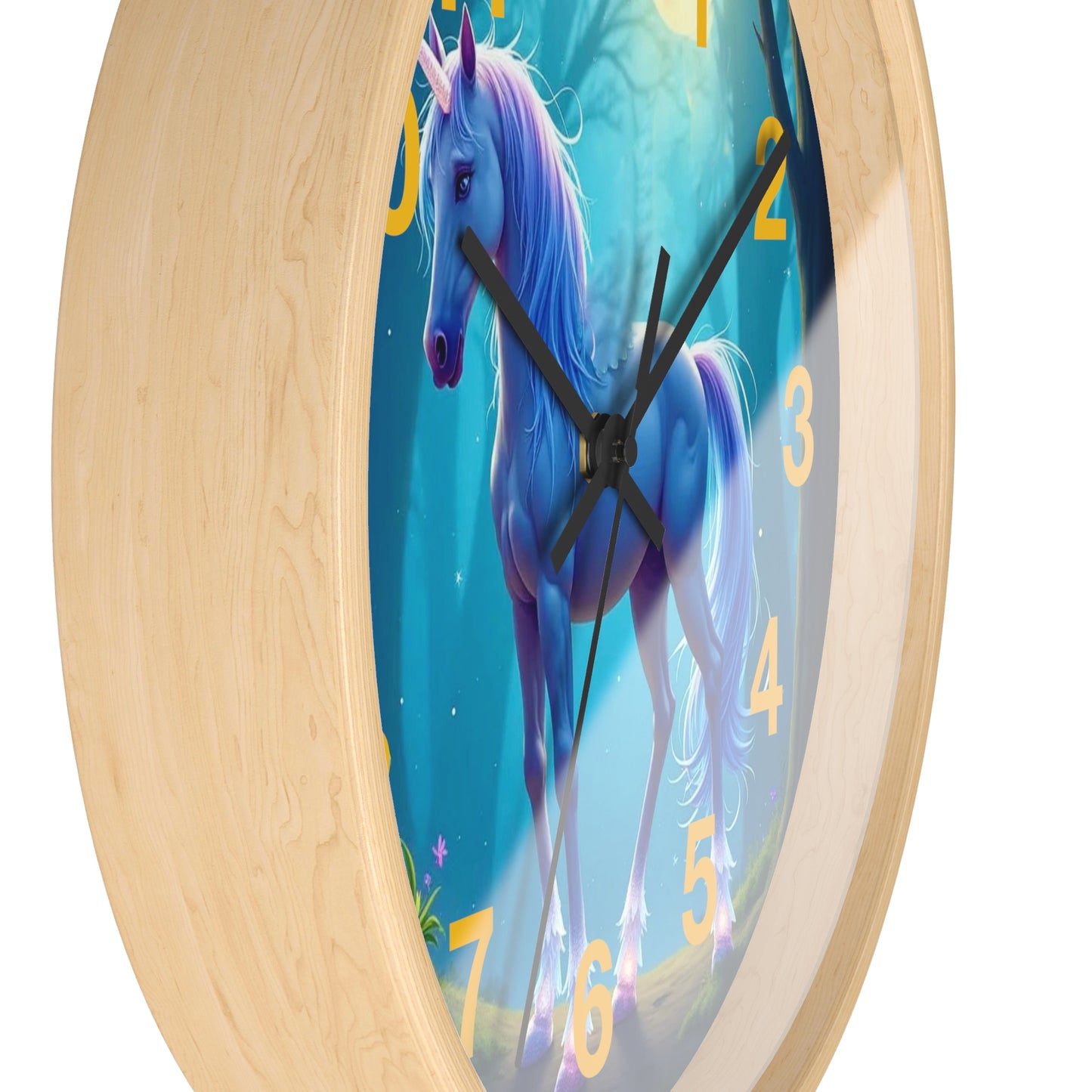 Blue Unicorn Fantasy Wall Clock | Magical Forest Timepiece