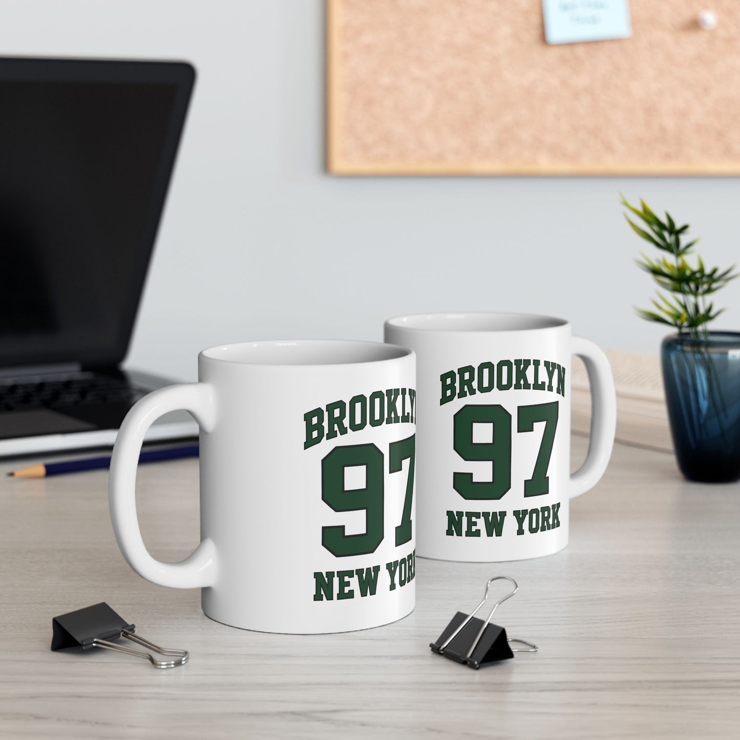 Brooklyn 97 New York Ceramic Mug – Vintage Varsity Number Coffee Cup (11oz, 15oz)