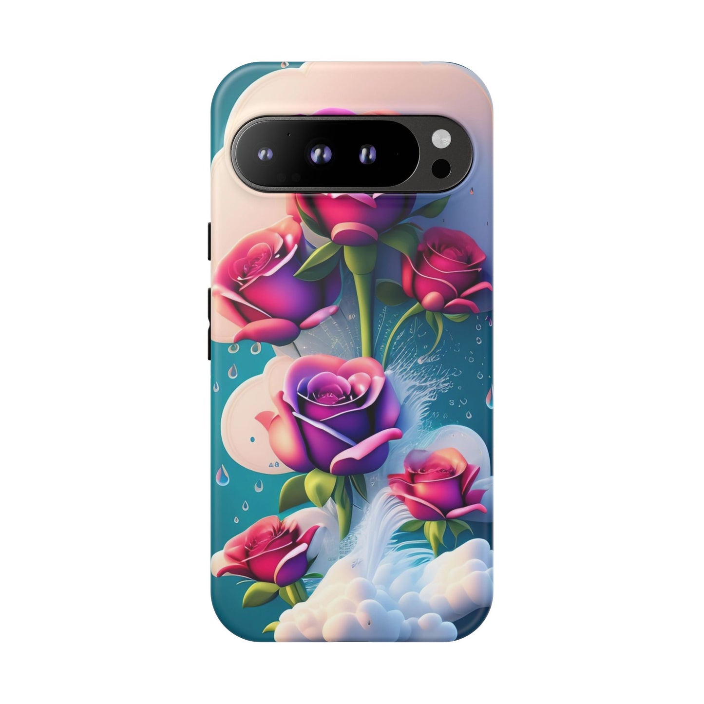 Floral Dream Tough Phone Case — Rose Bouquet Clouds Design