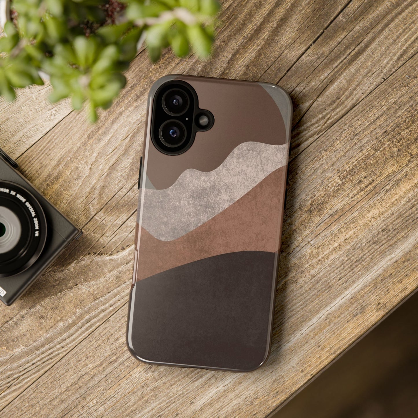 Abstract Earthtone Phone Case — Brown Layered Rugged Tough Case
