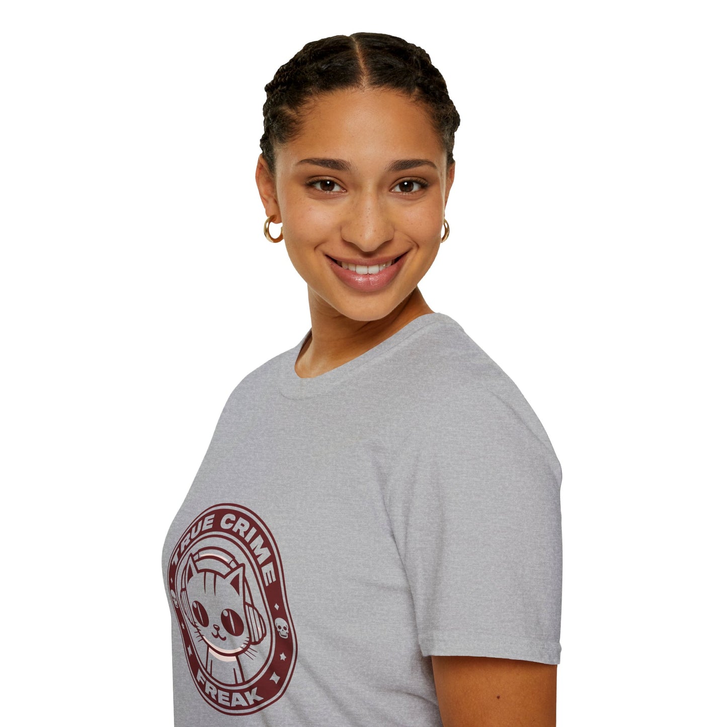 True Crime Freak Cat T-Shirt – Cute Kitty Badge Tee for True Crime Fans