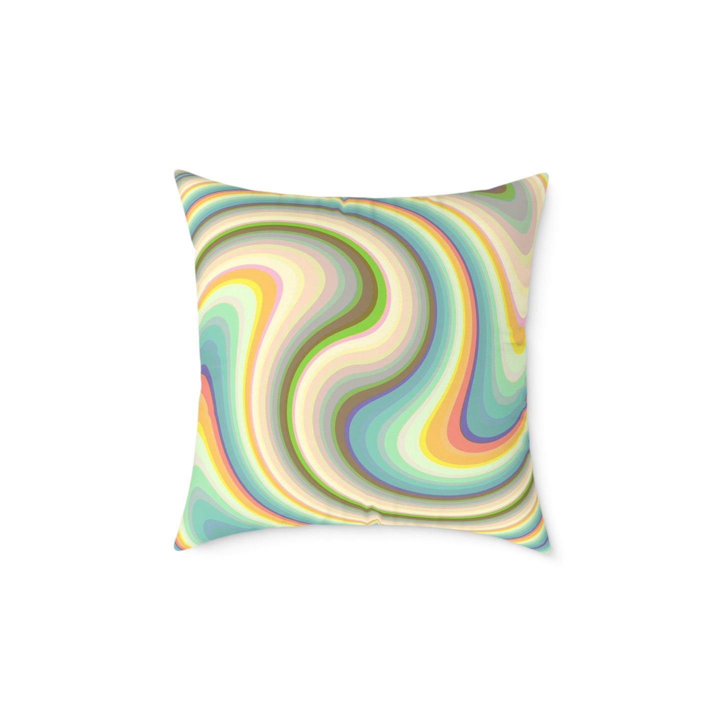 Swirl Retro Throw Pillow — Psychedelic Pastel Wave Decorative Cushion