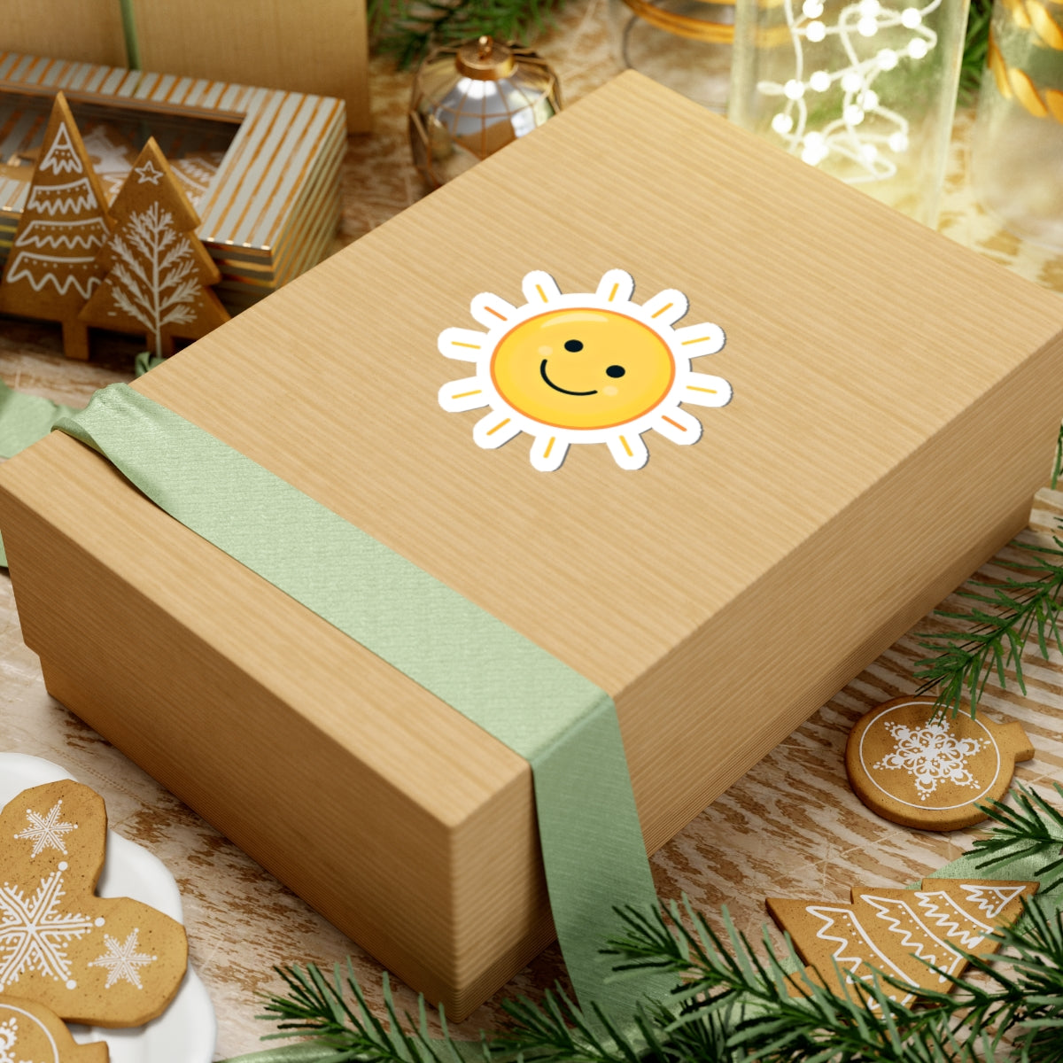 Sunny Smiley Kiss-Cut Sticker — Cute Sun Laptop Decal