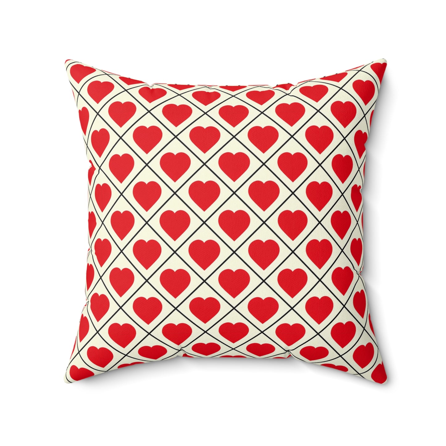 Red Heart Pattern Pillow – Valentine’s Decorative Throw Pillow