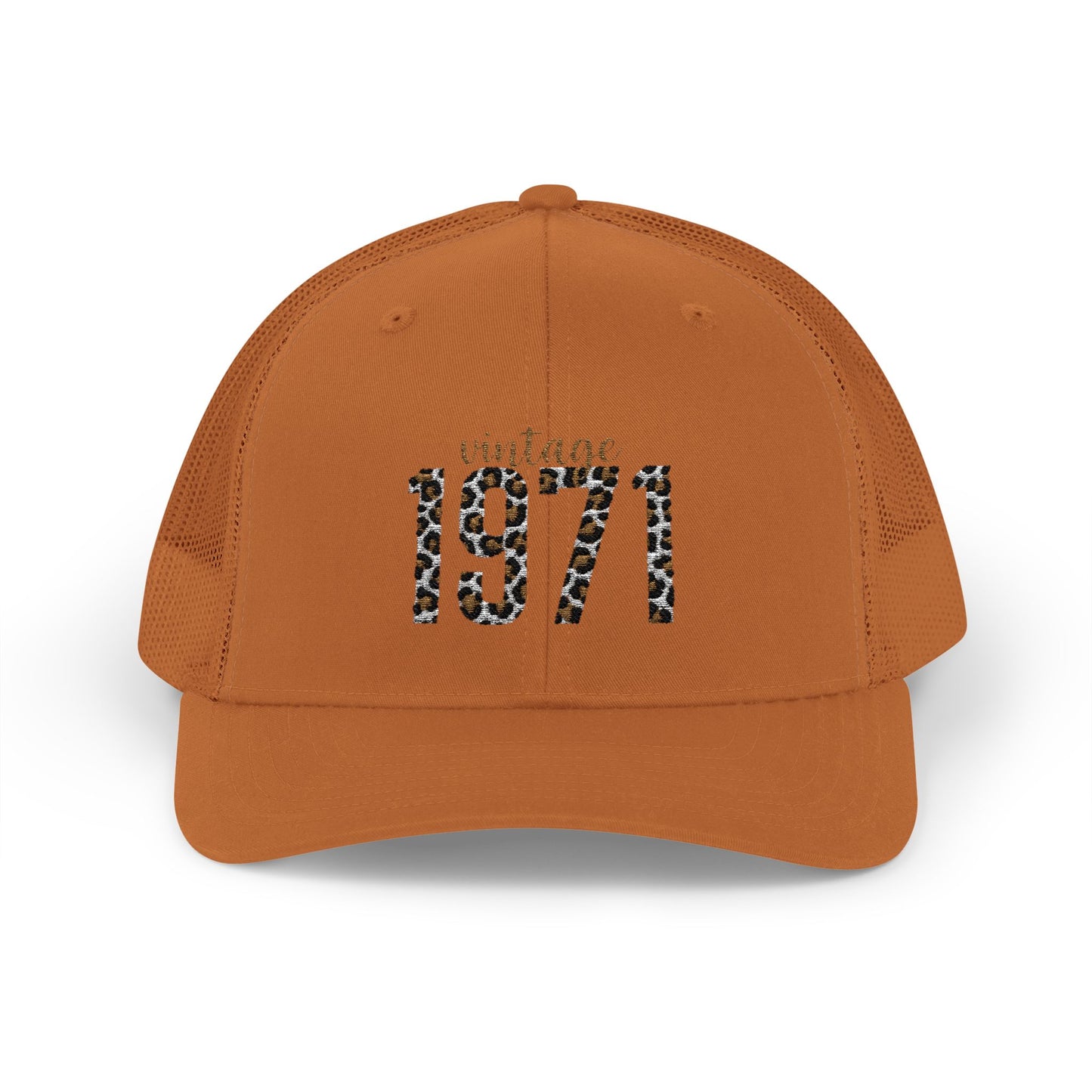 1971 Leopard Print Snapback Trucker Cap — Vintage Born in 1971 Birthday Gift
