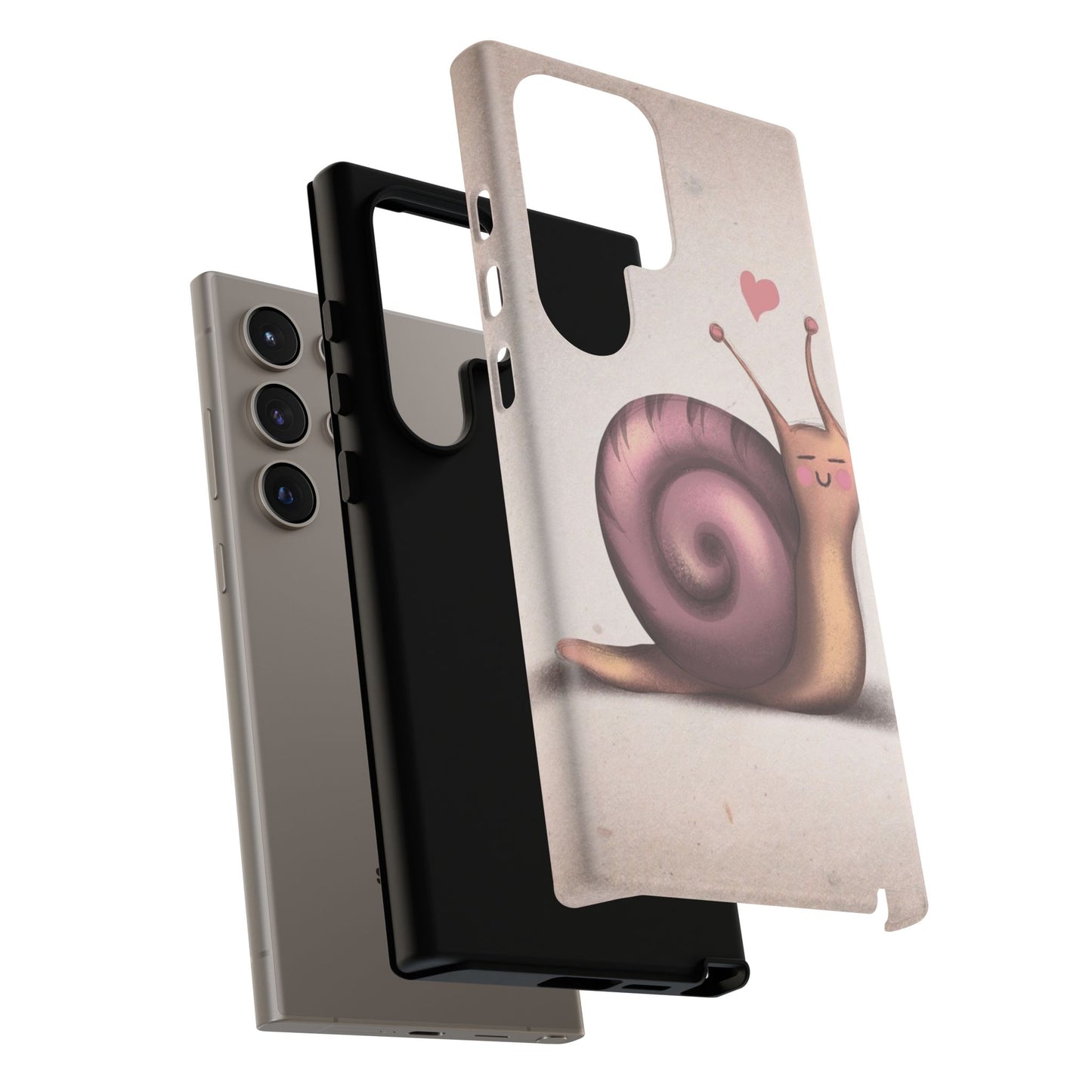 Cute Snail Phone Case — Pink Heart Cartoon Protective iPhone Cover