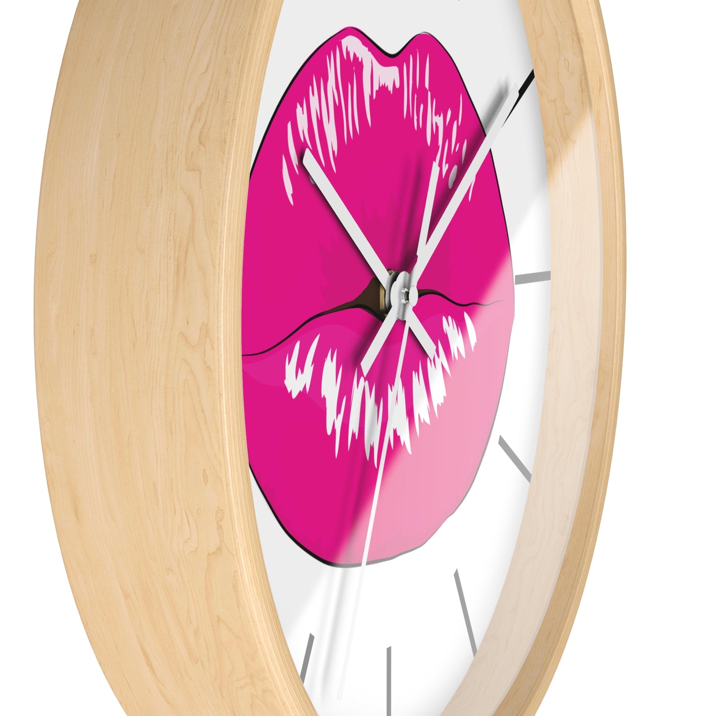 Pink Kiss Lips Wall Clock | Pop Art Lip Print Clock