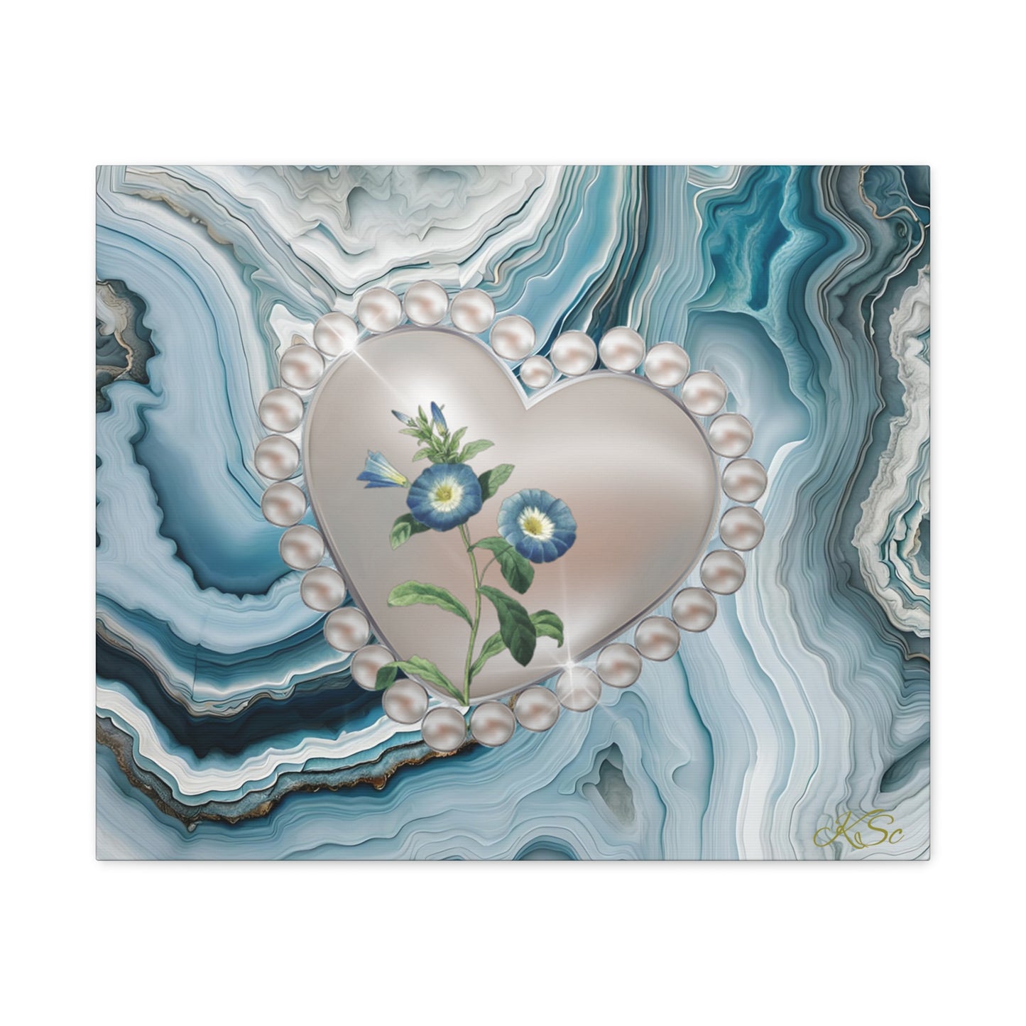 Elegant Floral Heart Canvas Wall Art, Modern Home Decor, Gift for Her