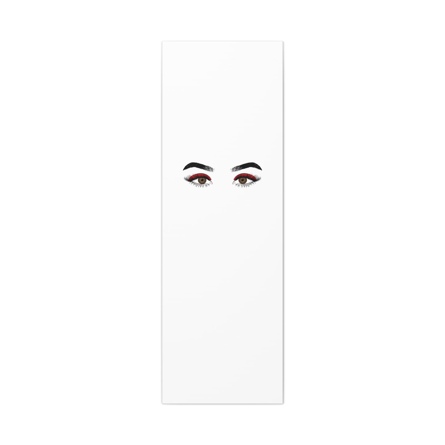 Glam Eyes Matte Canvas Wall Art — Brown Eyes with Red Lashes