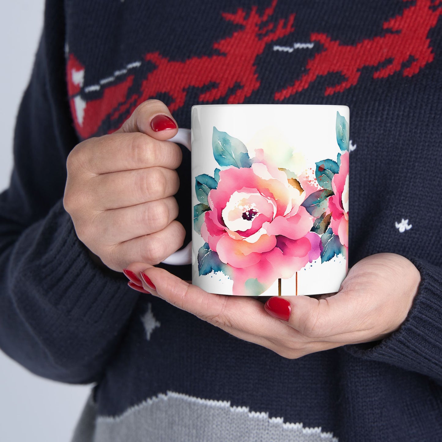 Floral Ceramic Mug - Elegant Design for Tea and Coffee Lovers