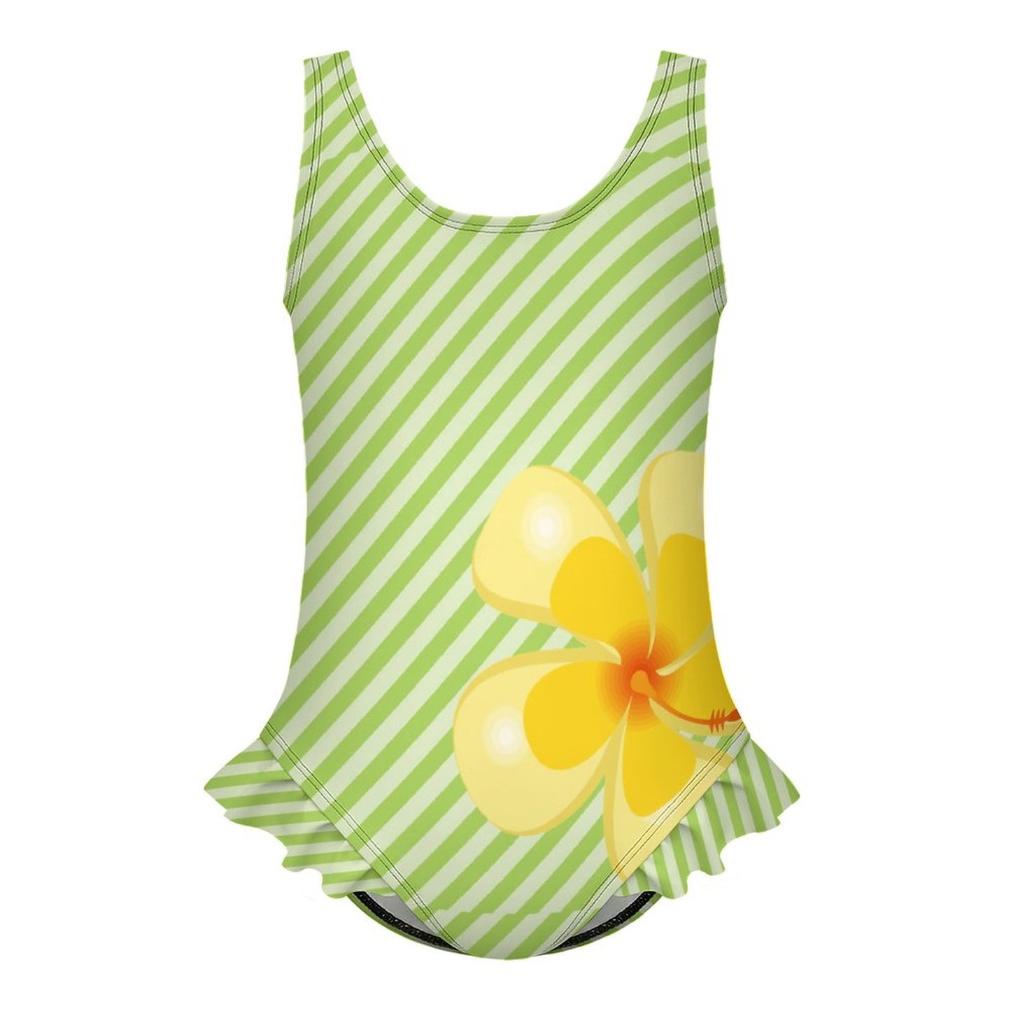 Girls Ruffle Trim One Piece Swimwear