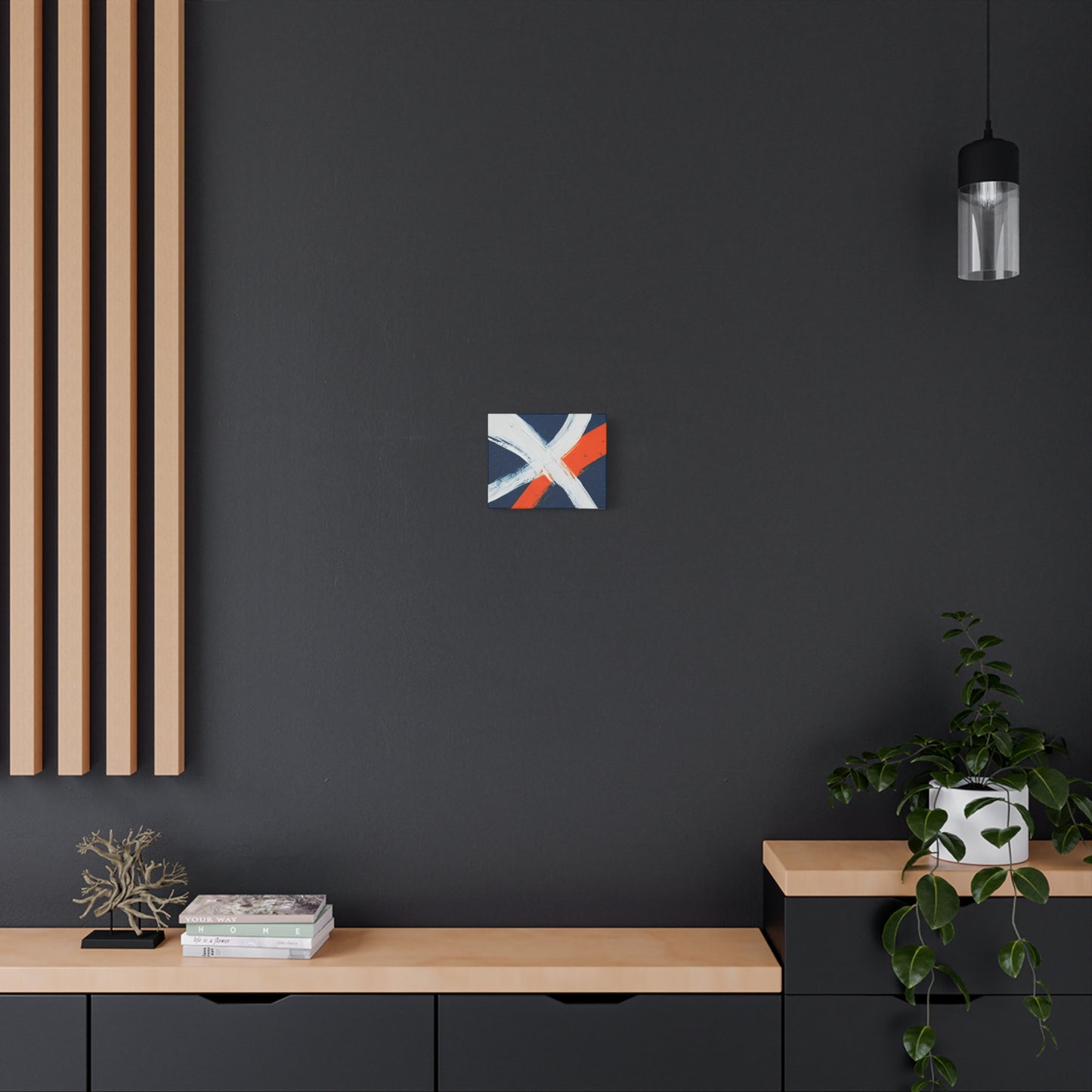 Abstract Navy & Orange Brushstroke Canvas