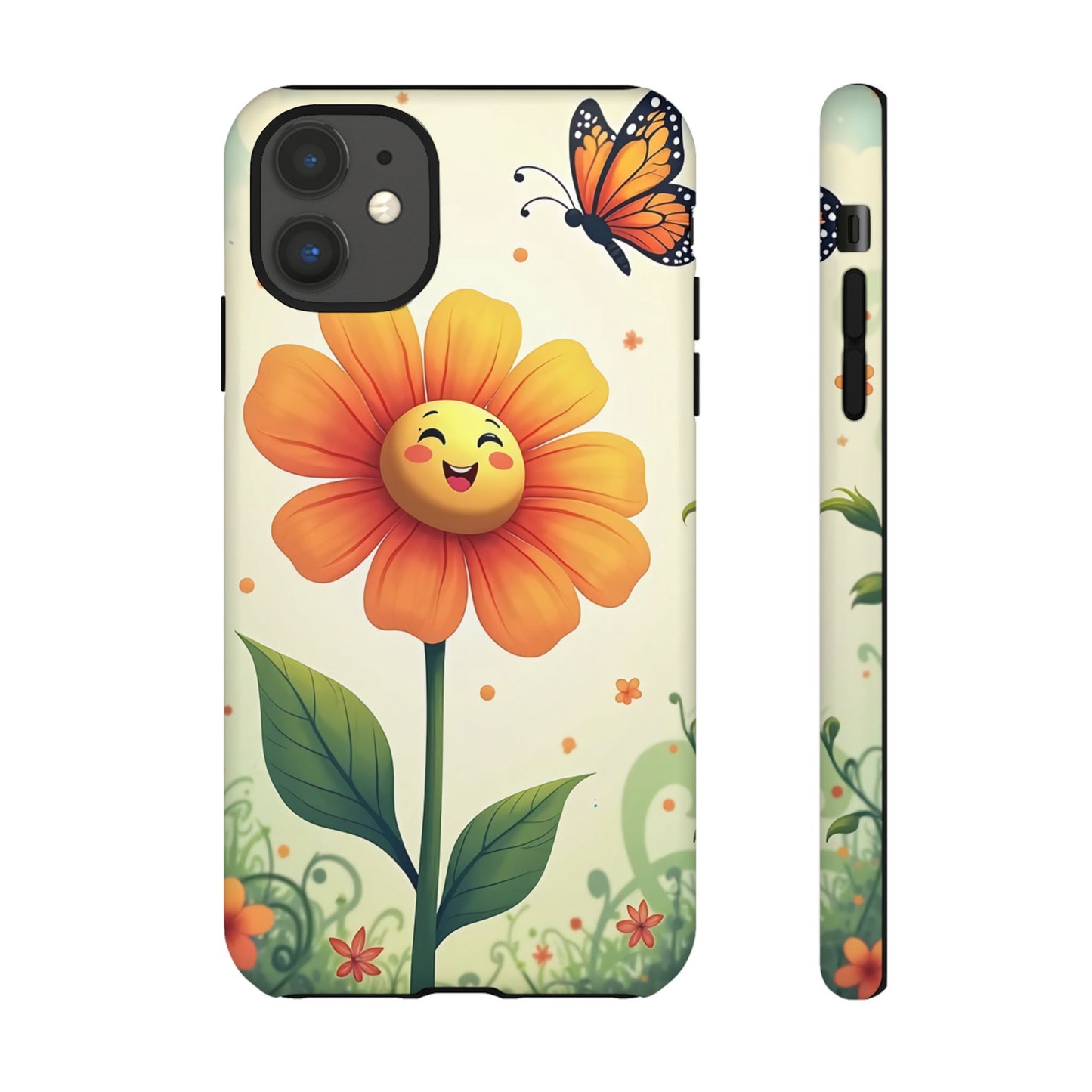 Floral Phone Case with Butterfly Design, Cute Flower Phone Cover for Nature Lovers, Eco-Friendly Gift, Spring Vibes, Birthday Present