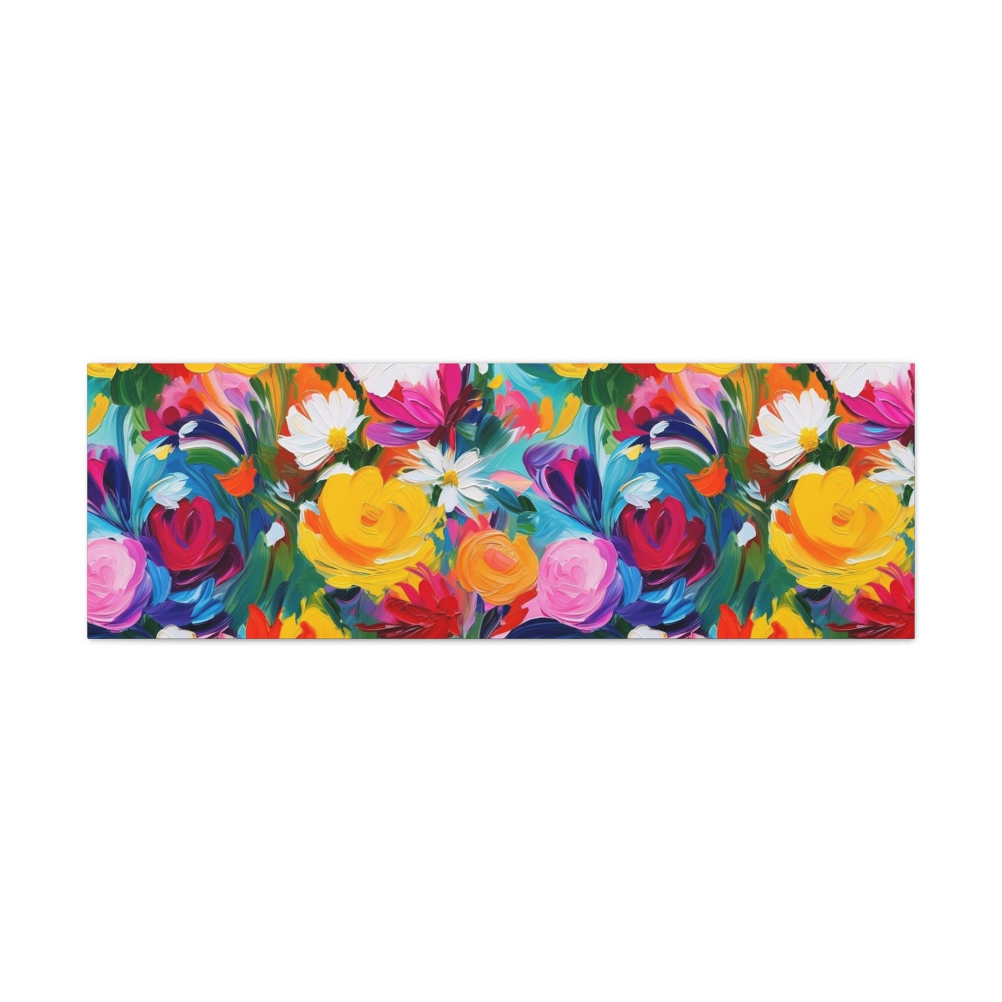 Vibrant Floral Matte Canvas Wall Art — Colorful Garden Print, Stretched 1.25"
