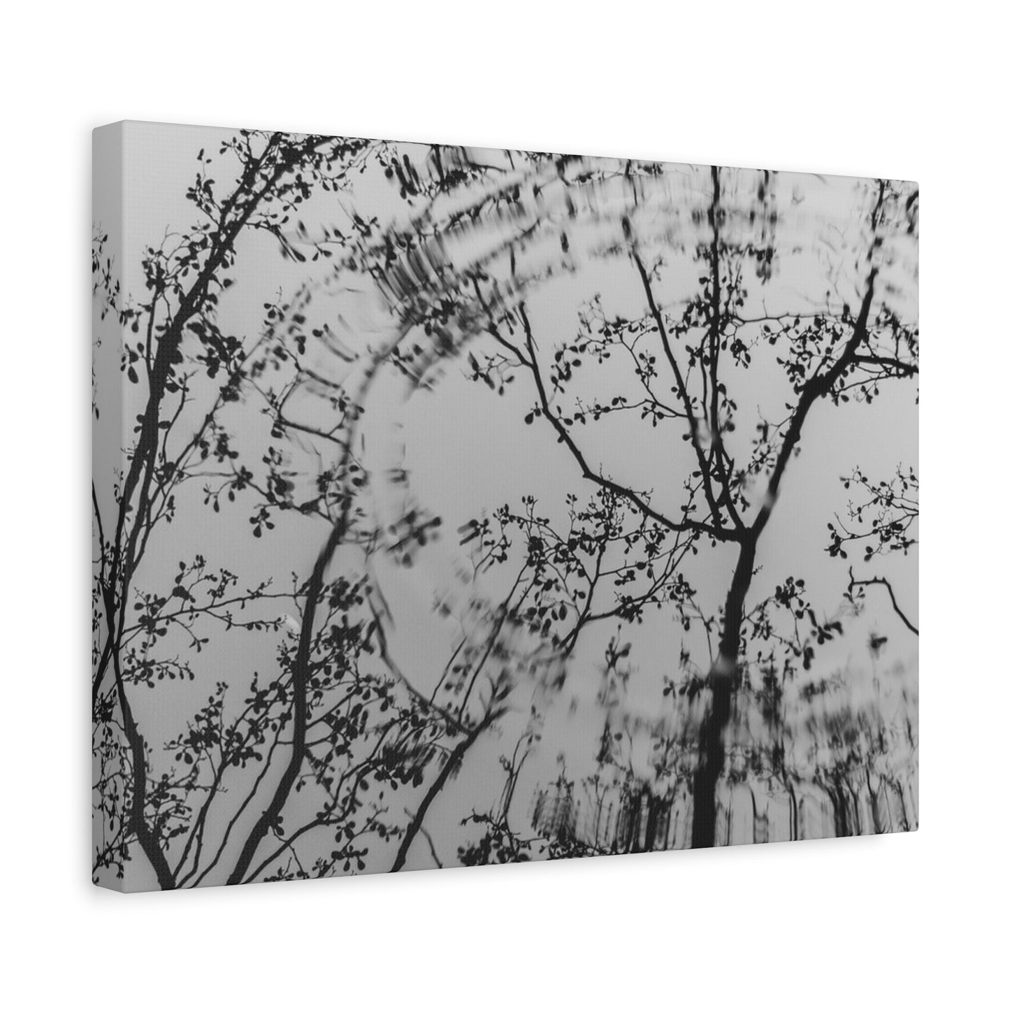 Canvas Wall Art — Monochrome Blurred Ferris Wheel with Tree Silhouettes