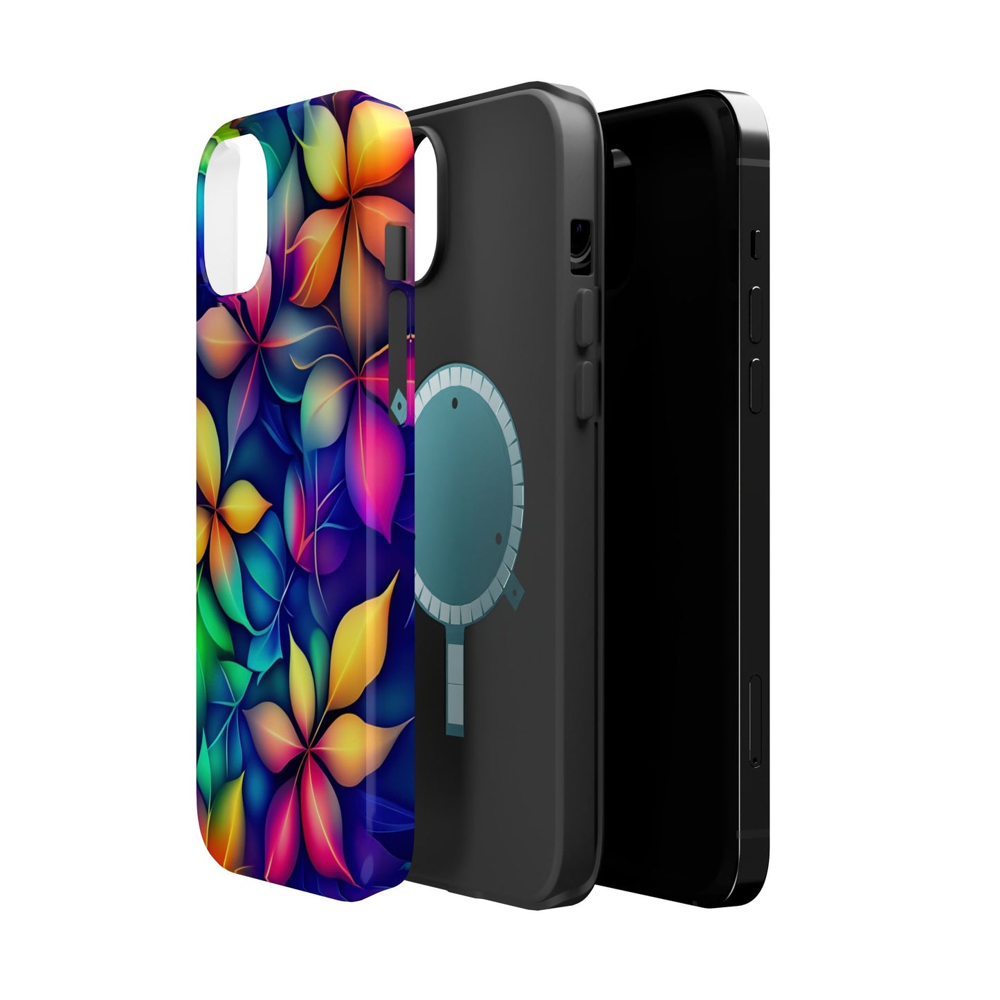 Floral Prism Magnetic Impact-Resistant Phone Case — Colorful Gradient Petal Design