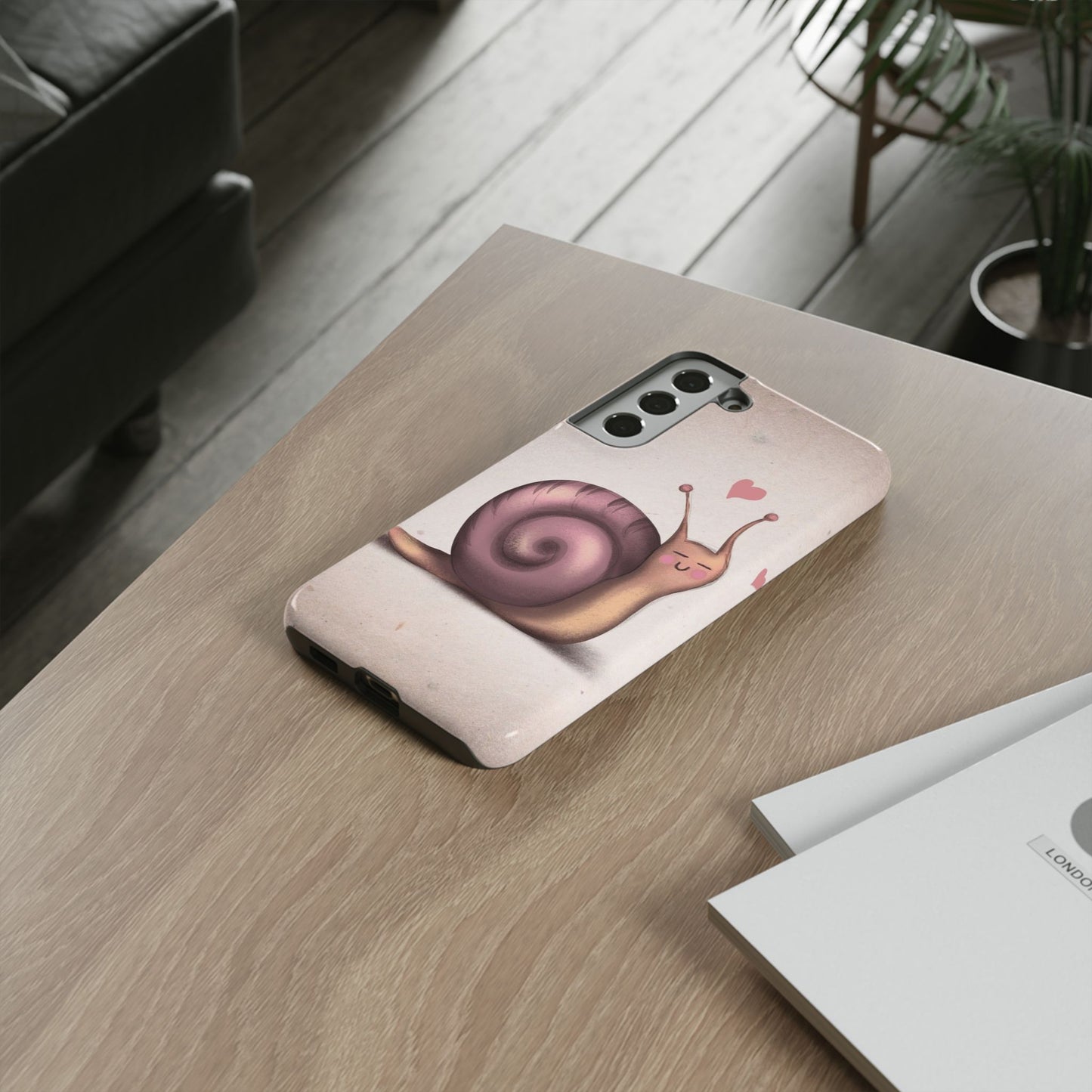 Cute Snail Phone Case — Pink Heart Cartoon Protective iPhone Cover