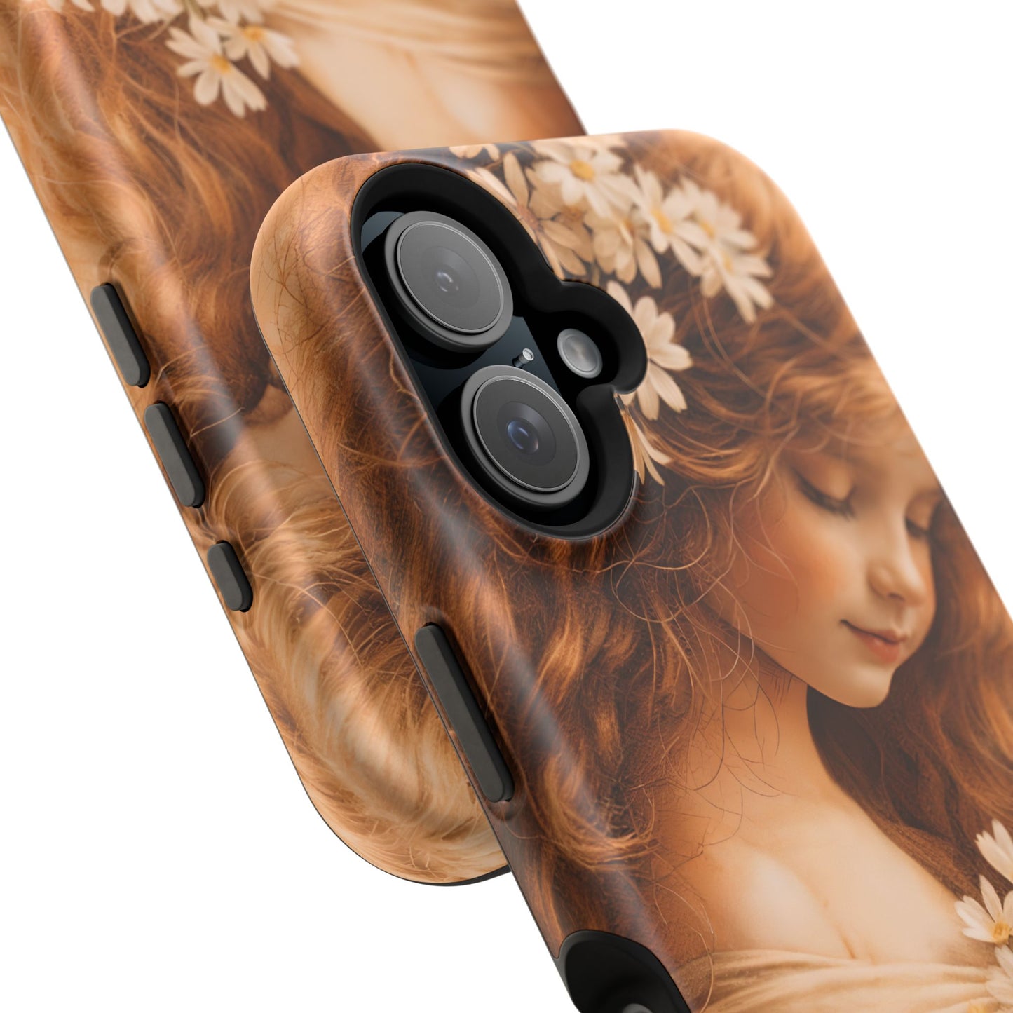 Vintage Floral Girl Magnetic Impact Phone Case — Protective iPhone Cover with Sepia Art
