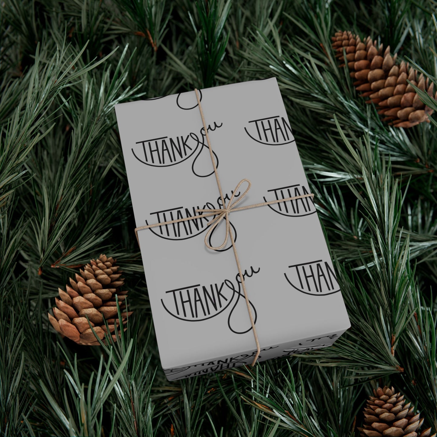 Gift Wrap Paper — 'Thank You' Patterned Wrapping Paper (Gray)