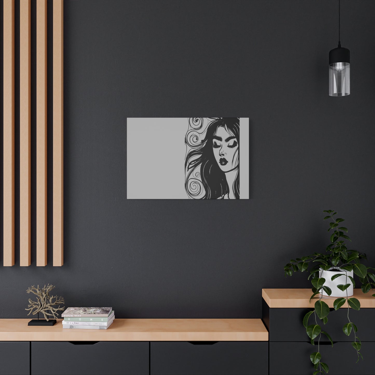 Gothic Woman Portrait Canvas Art — Matte Stretched Wall Decor