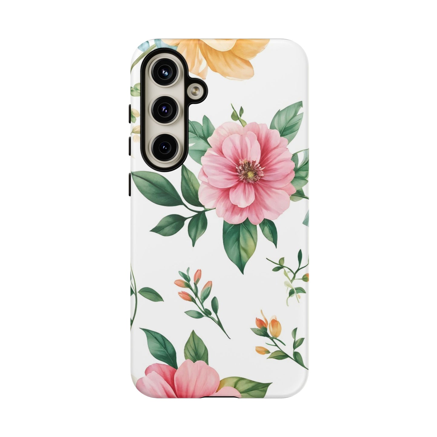 Floral Tough Phone Case — Pink Peony Protective Phone Cover